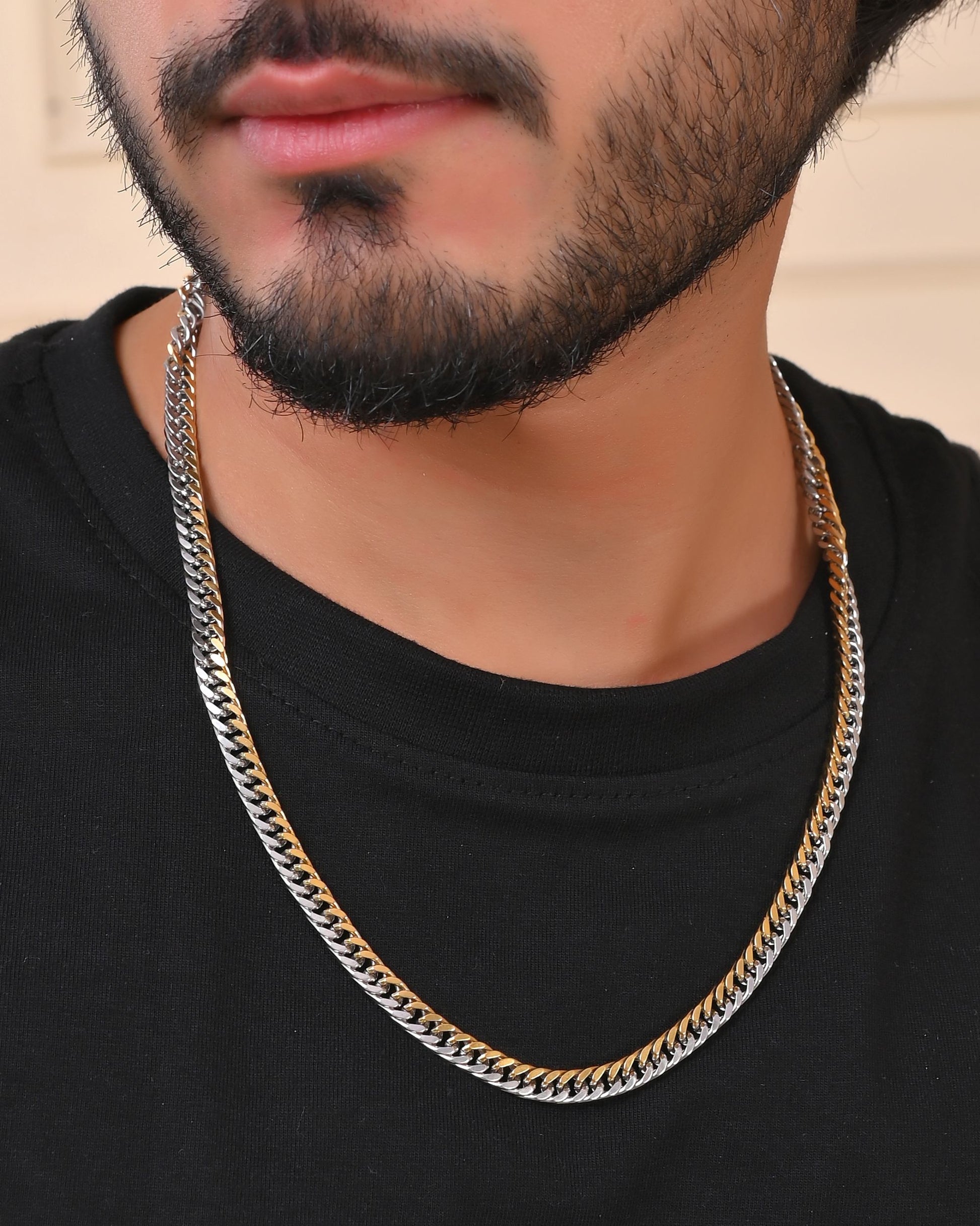 VOJ Men Dual-Plated Stainless Steel Fashionable Chain 
