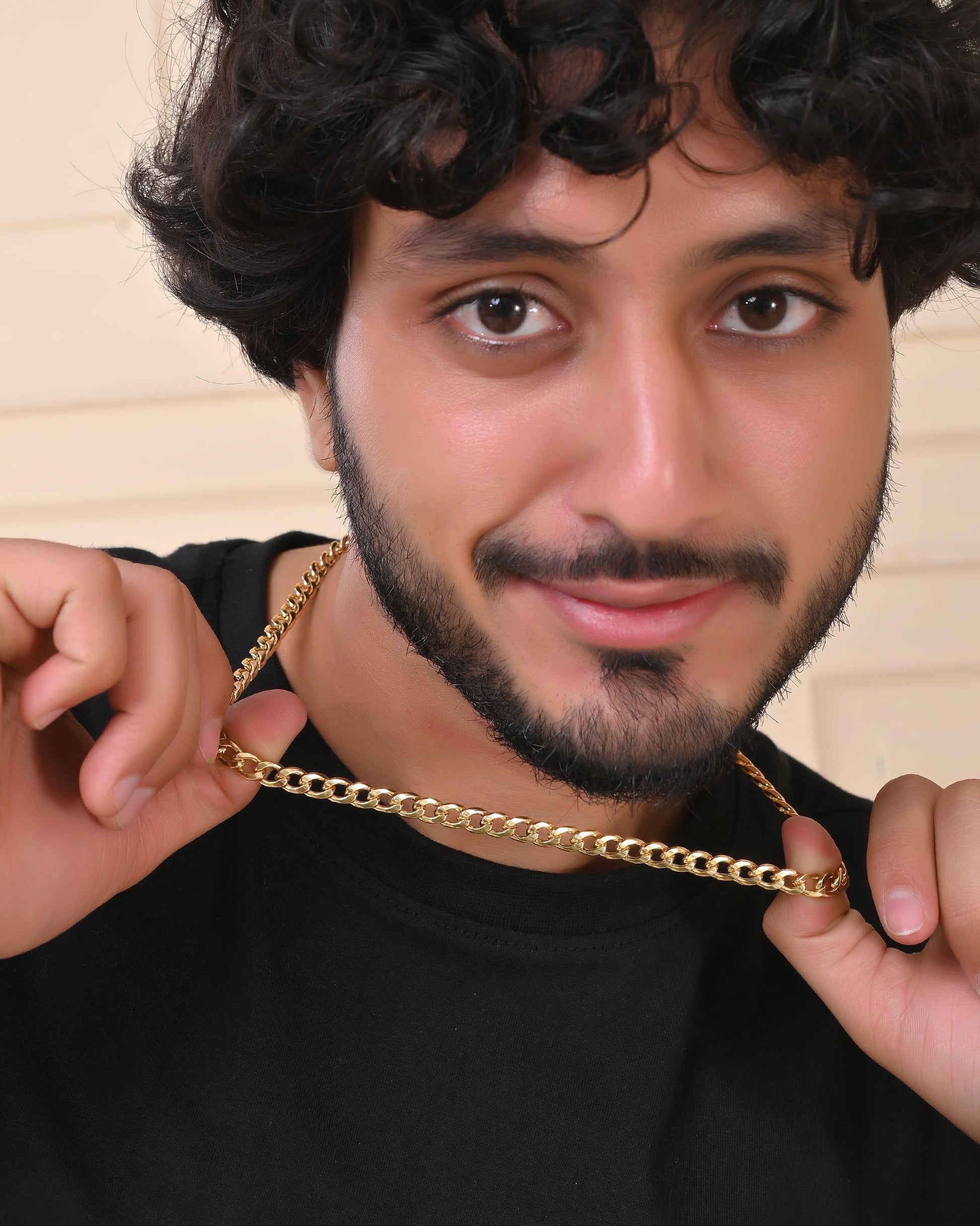 VOJ Gold Polished Stainless Steel Classic Linked Chain For Men 