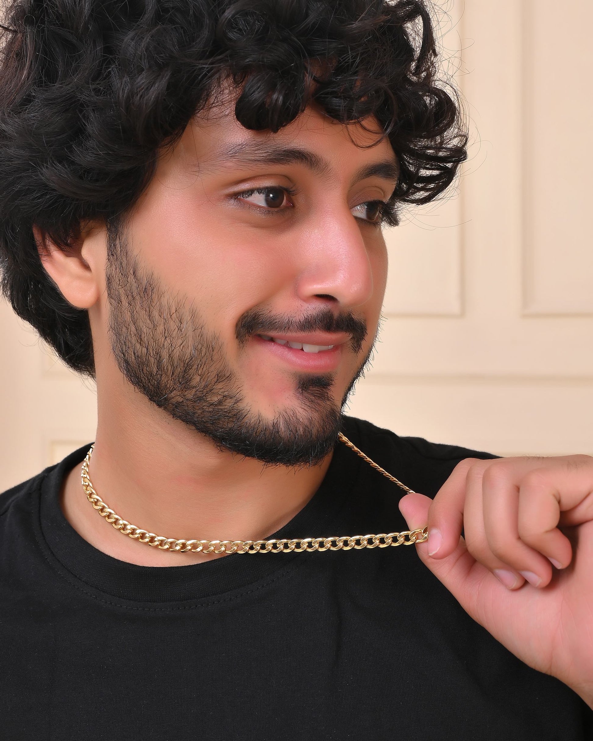 VOJ Gold Polished Stainless Steel Classic Linked Chain For Men 