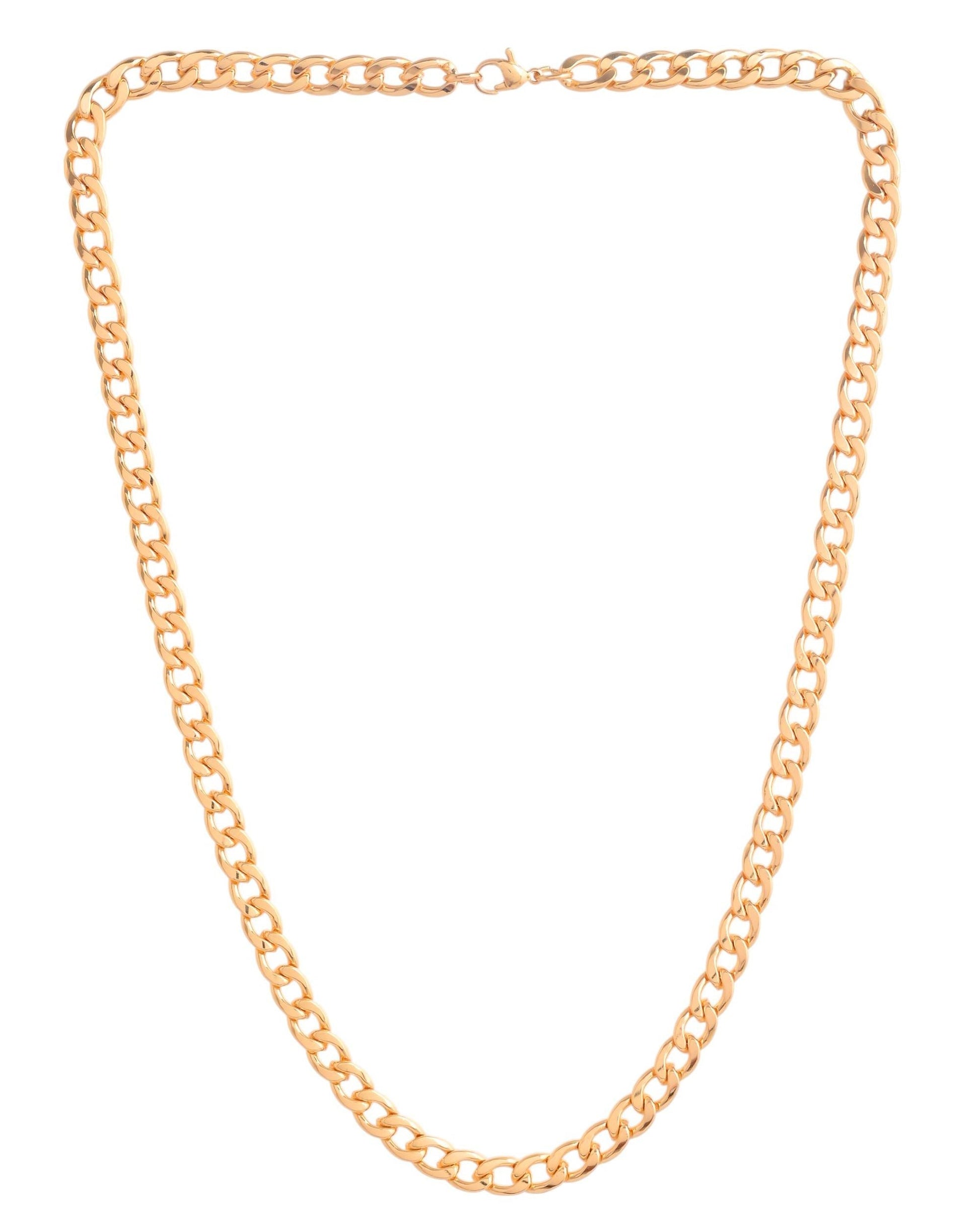 VOJ Gold Polished Stainless Steel Classic Linked Chain For Men 
