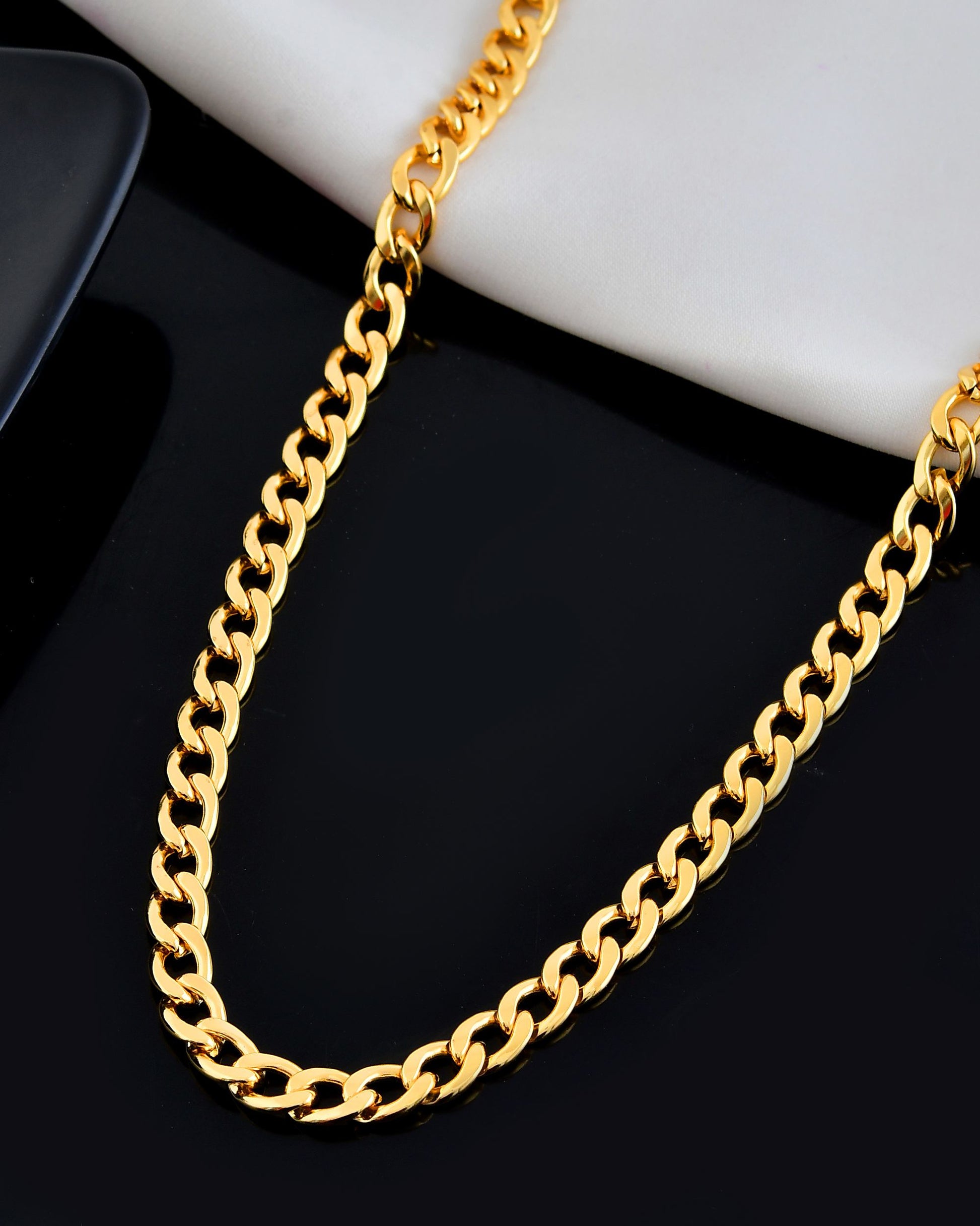 VOJ Gold Polished Stainless Steel Classic Linked Chain For Men 