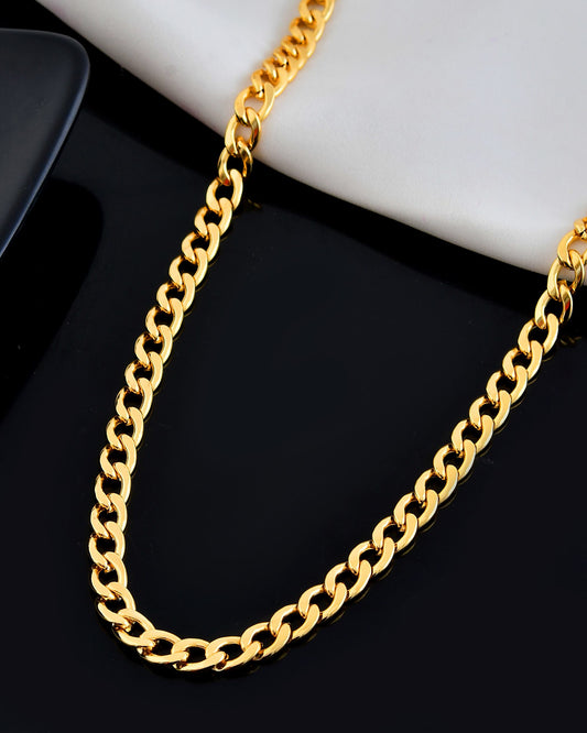 VOJ Gold Polished Stainless Steel Classic Linked Chain For Men 