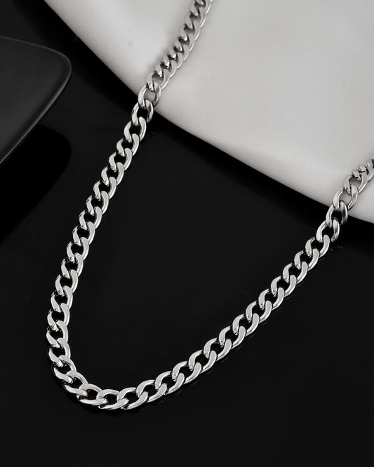 VOJ Silver Plated Stainless Steel Classic Linked Chain For Men 
