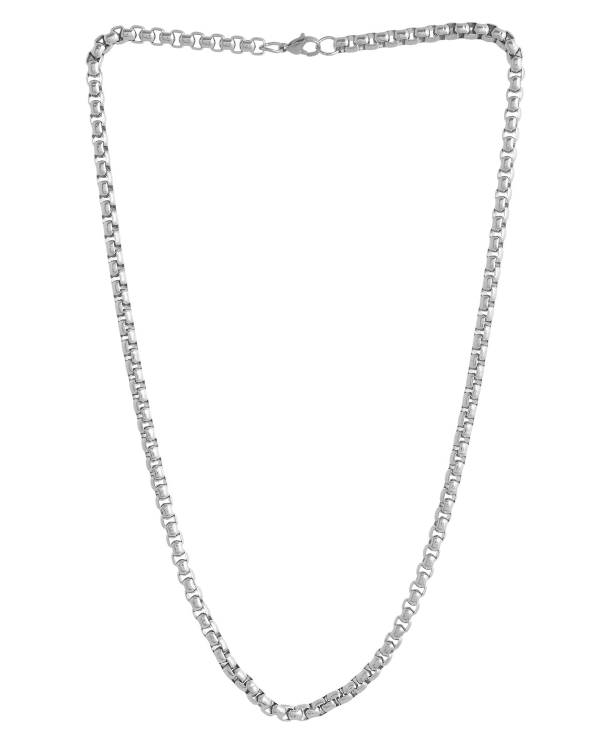 VOJ Men Stainless Steel Silver-Plated Minimal Chain 