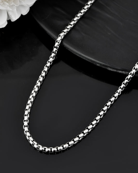 VOJ Men Stainless Steel Silver-Plated Minimal Chain 