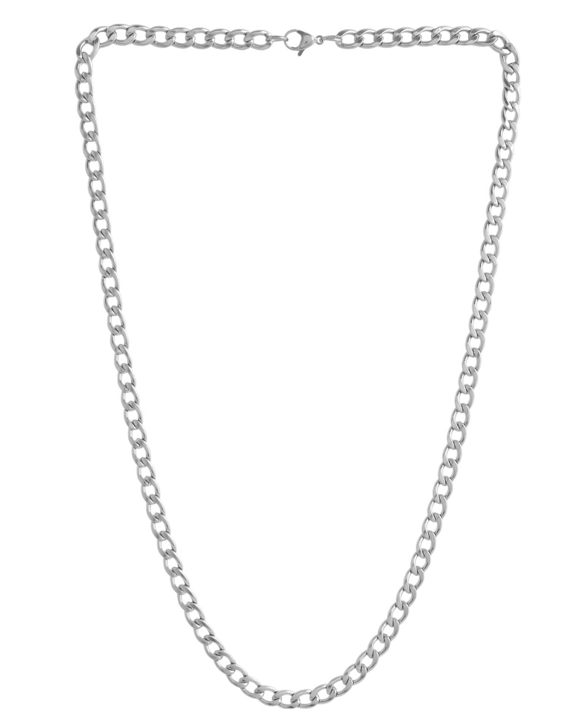VOJ Silver Plated Stainless Steel Thick Linked Chain For Men 