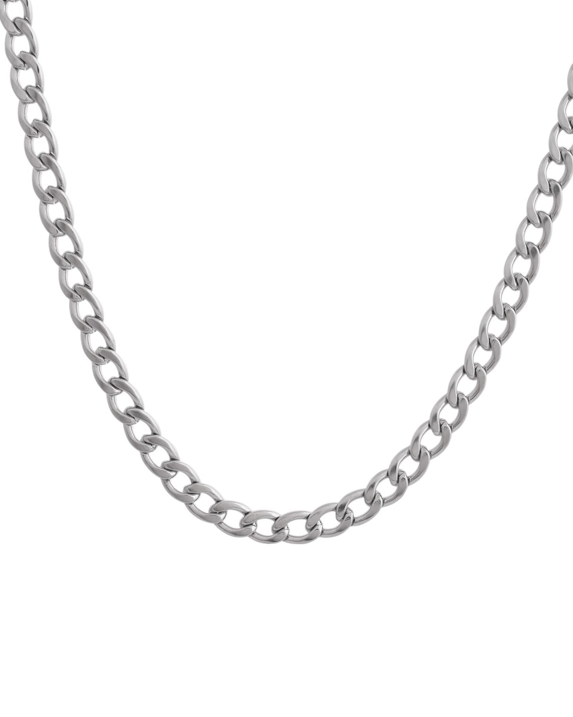VOJ Silver Plated Stainless Steel Thick Linked Chain For Men 