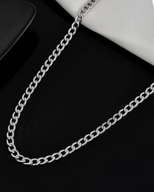 VOJ Silver Plated Stainless Steel Thick Linked Chain For Men 