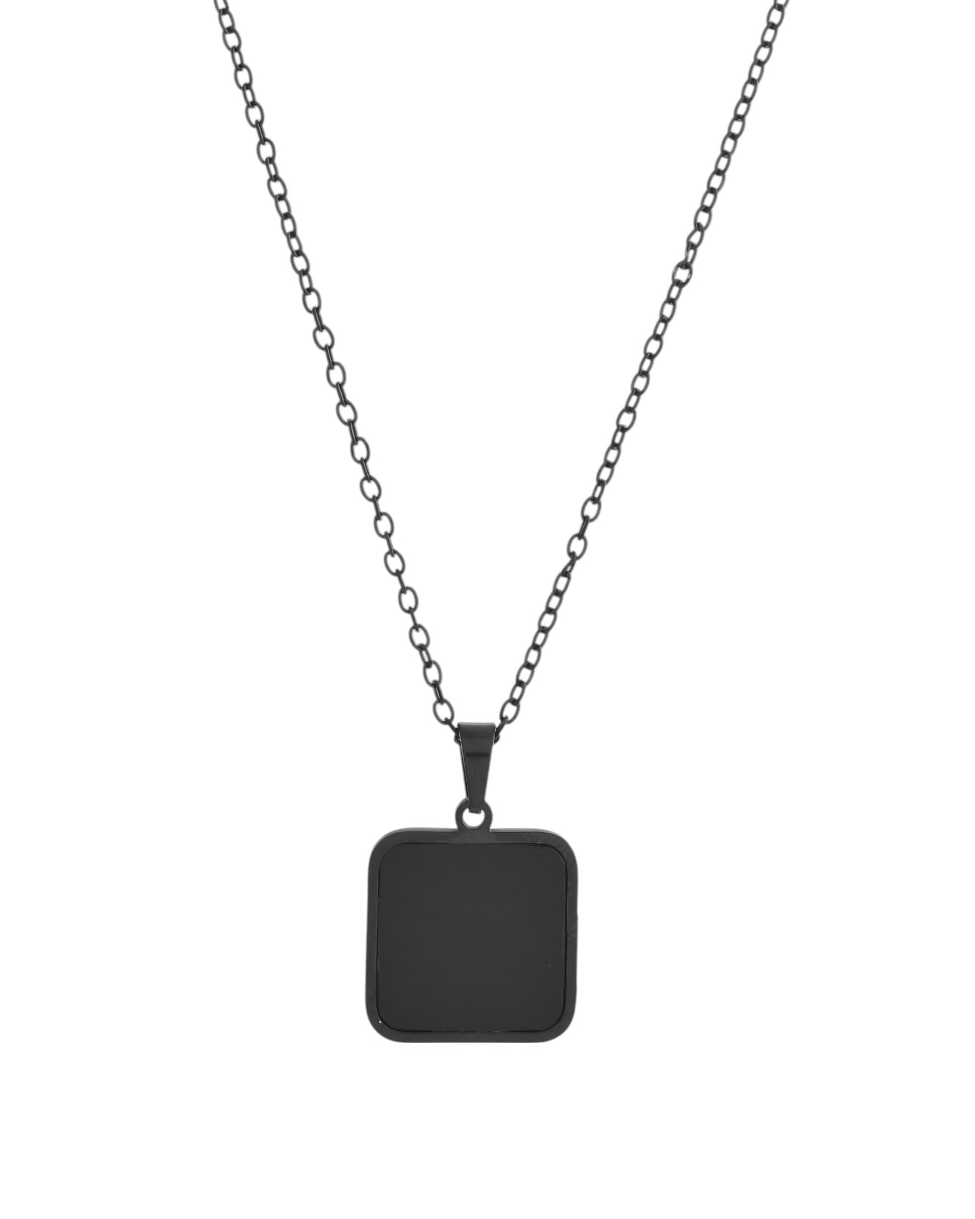 VOJ Men's Stainless Steel Chain With Square Shaped Pendant 