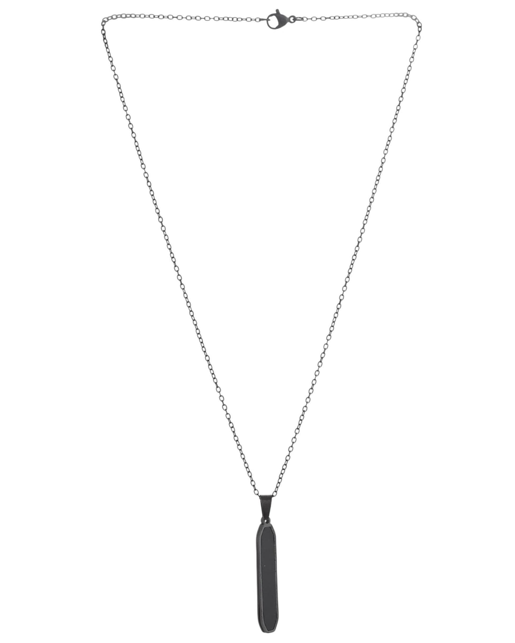 VOJ Men's Stainless Steel Chain With geometrical Shaped Pendant 
