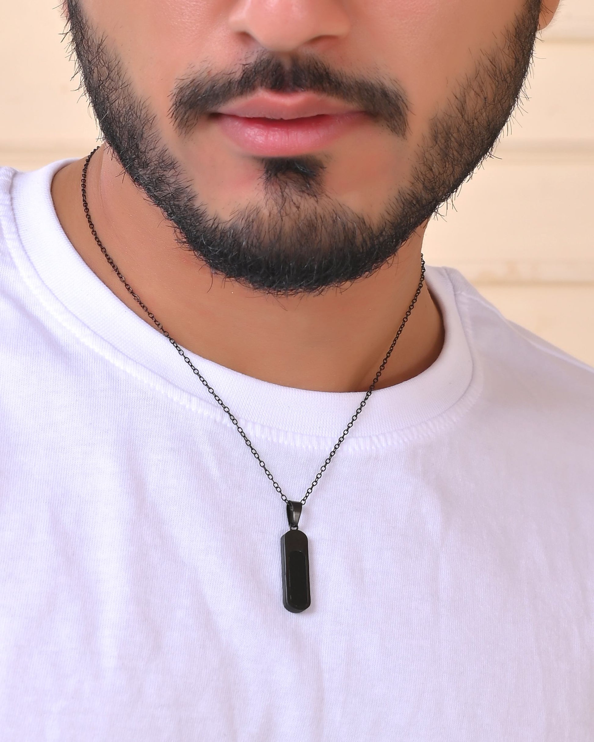 VOJ Men Stainless Steel Chain With Slab Pendant 