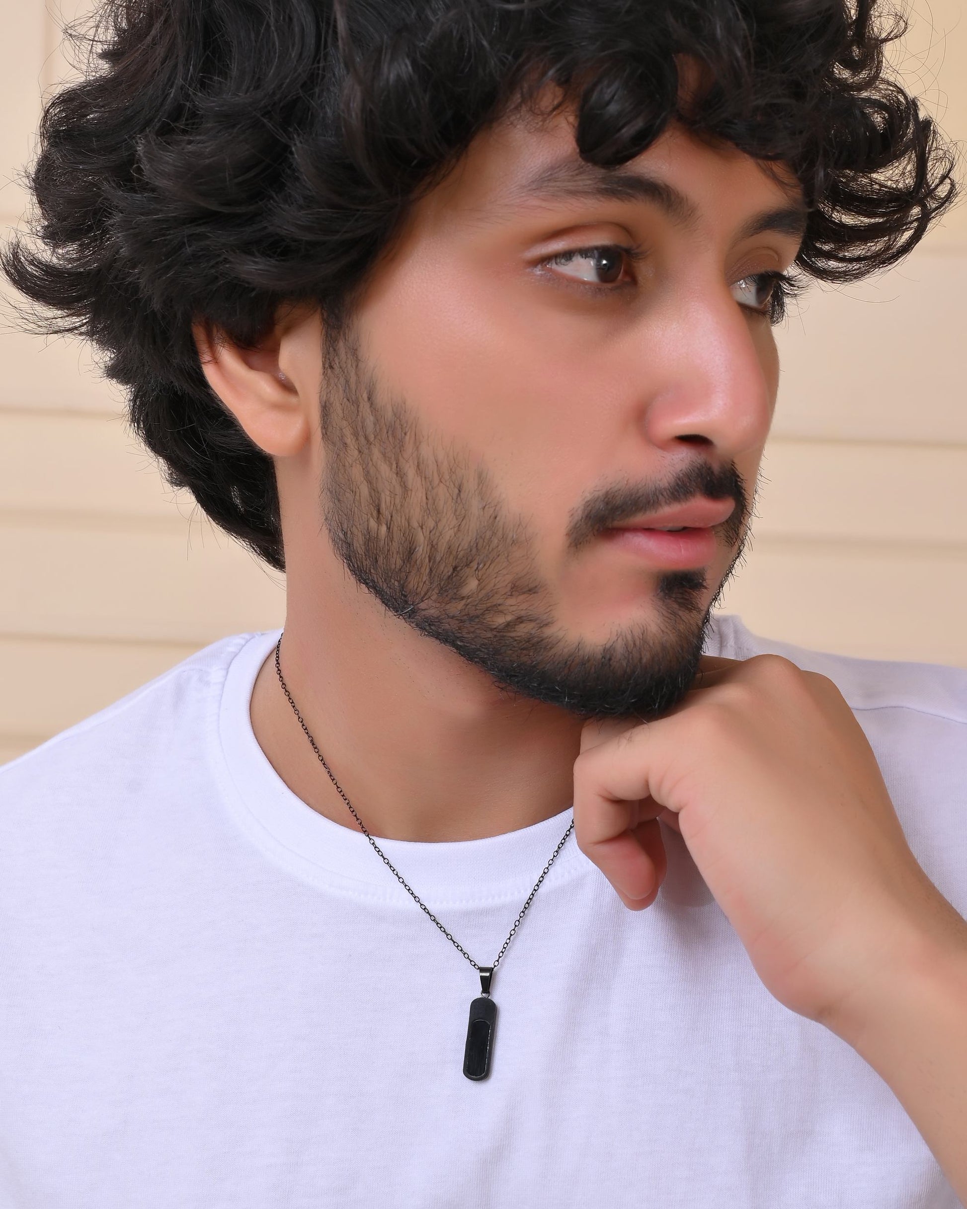 VOJ Men Stainless Steel Chain With Slab Pendant 