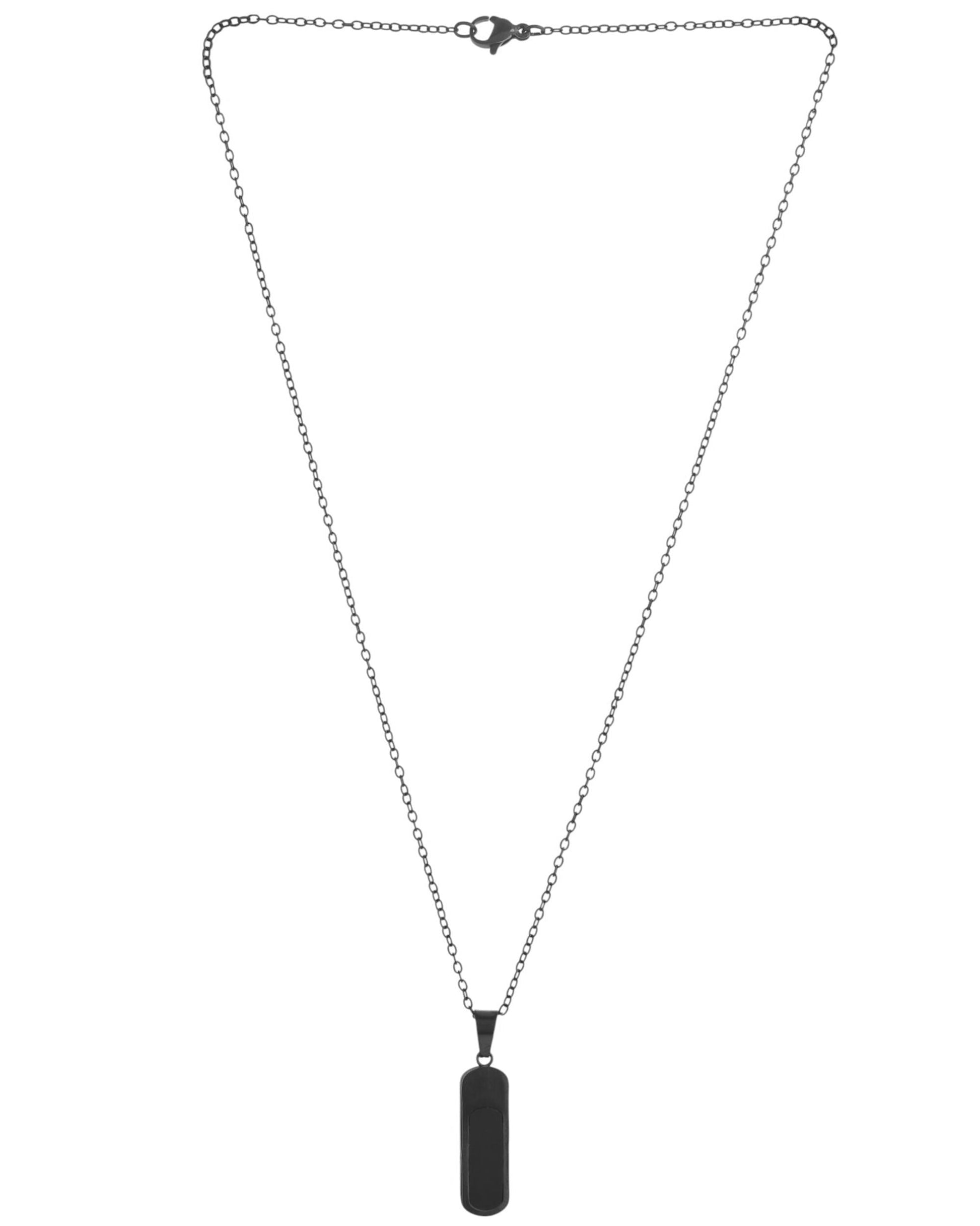 VOJ Men Stainless Steel Chain With Slab Pendant 