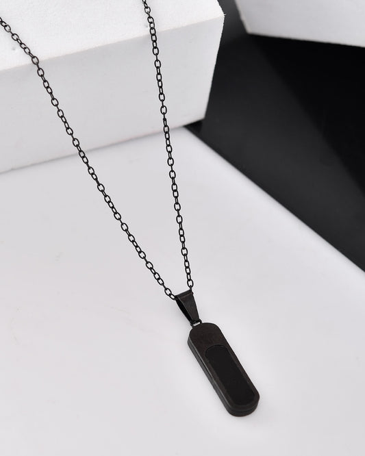 VOJ Men Stainless Steel Chain With Slab Pendant 
