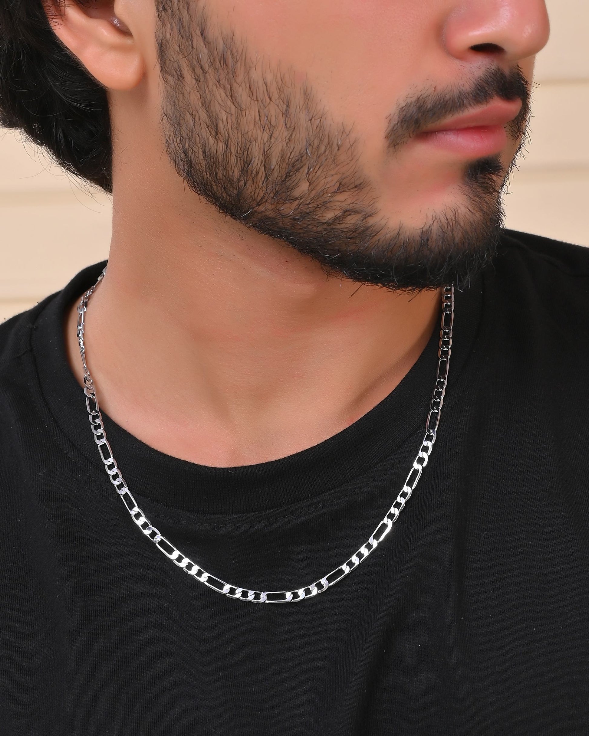 VOJ Men's Silver Plated Linked Chain 