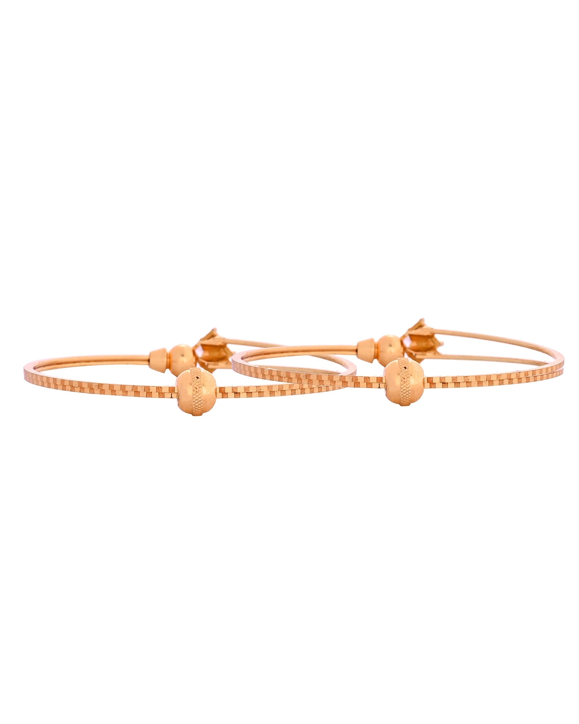 VOJ Set Of 2 Gold Polished Stone Studded Squares Shaped Bangles 