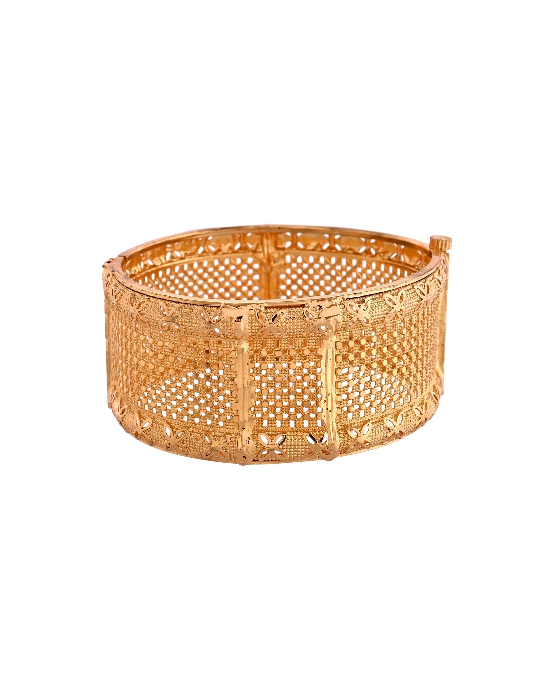 VOJ Set Of 2 Gold Polished Hand Crafted Bangles 