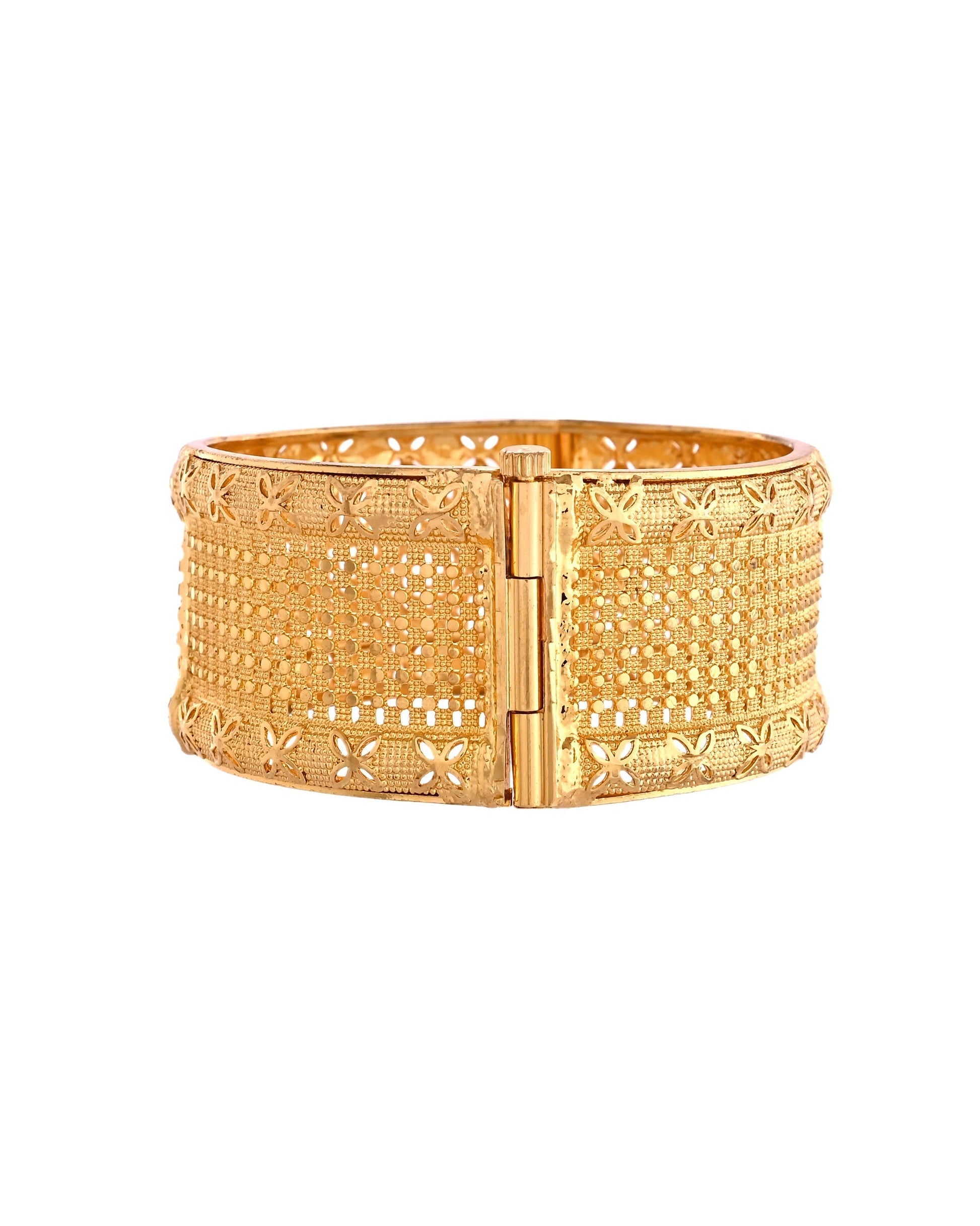 VOJ Set Of 2 Gold Polished Hand Crafted Bangles 