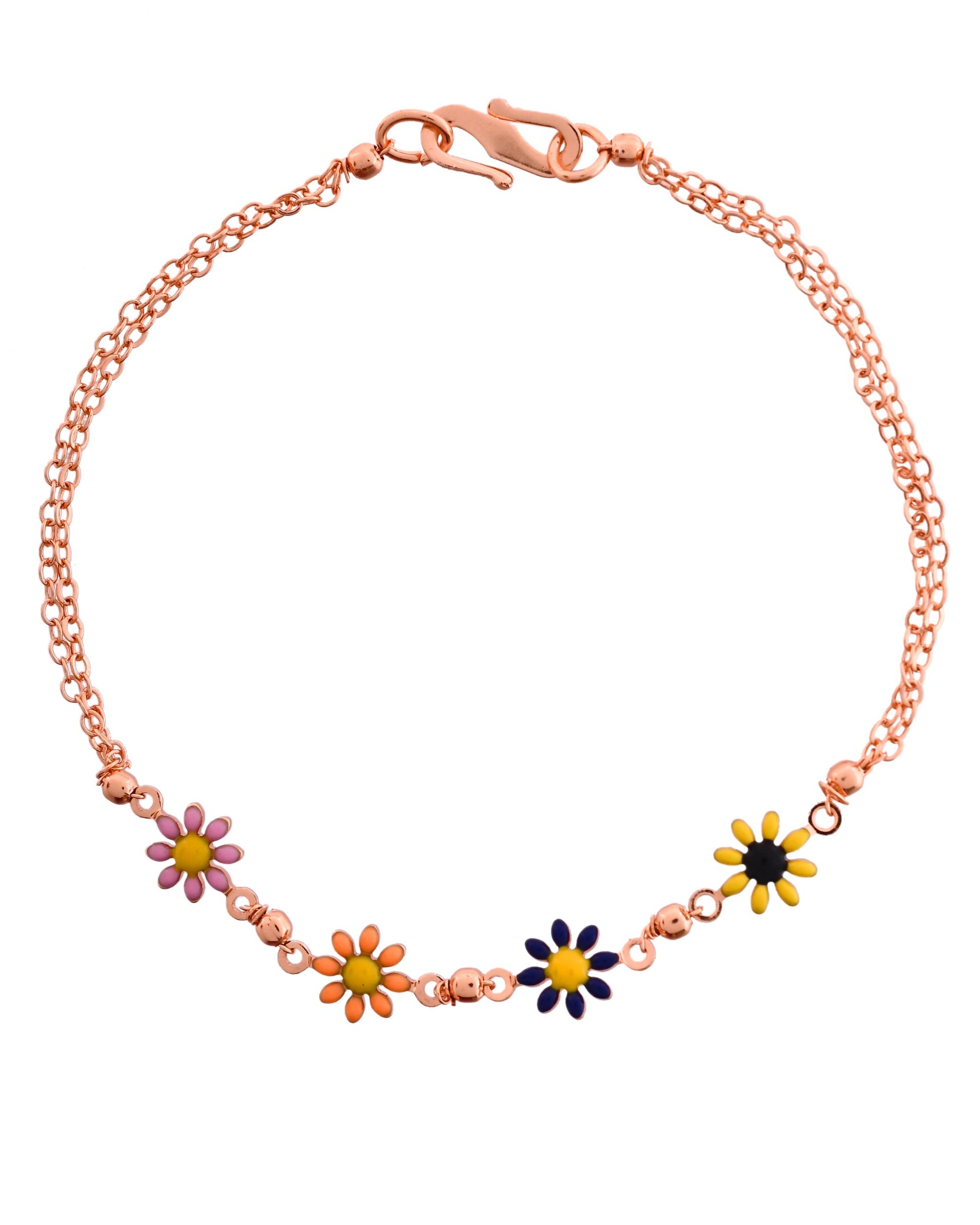 VOJ Rose Gold Polished Floral Shaped Bracelet 