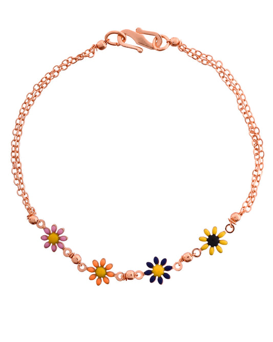 VOJ Rose Gold Polished Floral Shaped Bracelet 