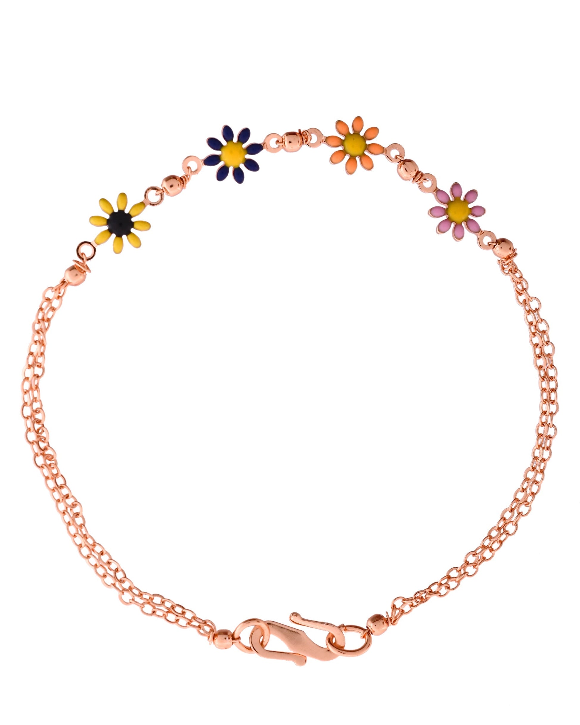 VOJ Rose Gold Polished Floral Shaped Bracelet 