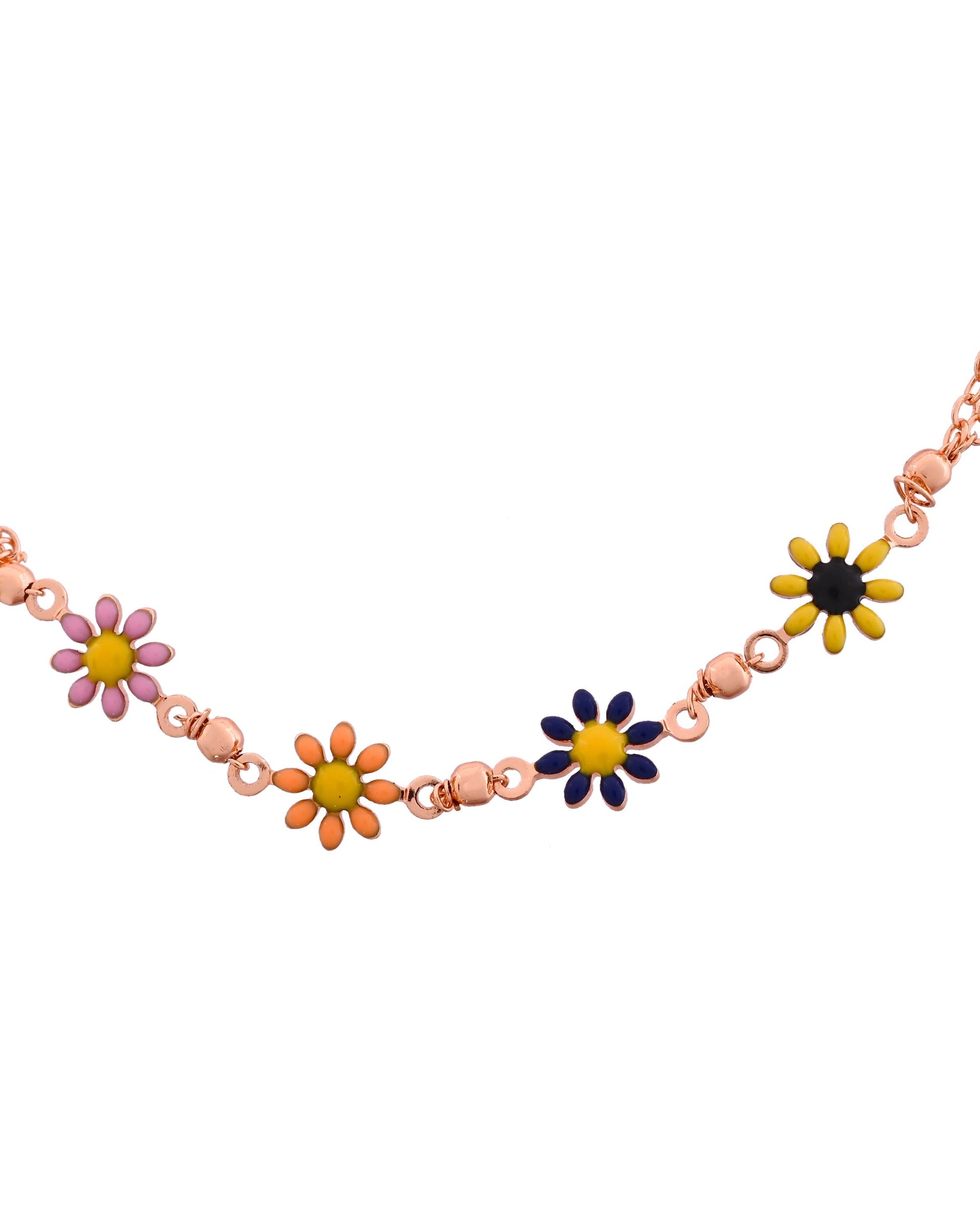 VOJ Rose Gold Polished Floral Shaped Bracelet 