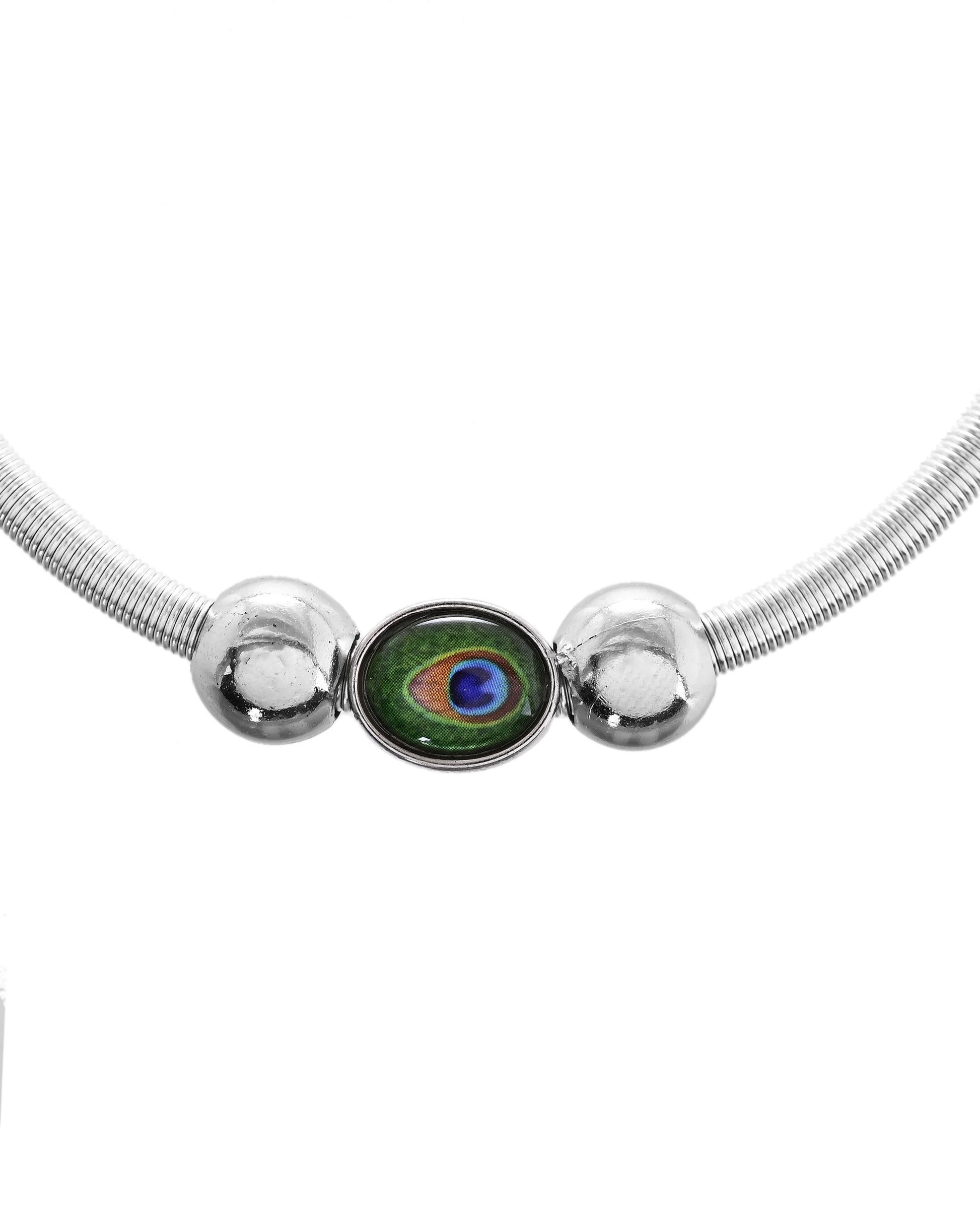 VOJ Set of 2 Silver Plated Elasticated Evil Eye Anklet 