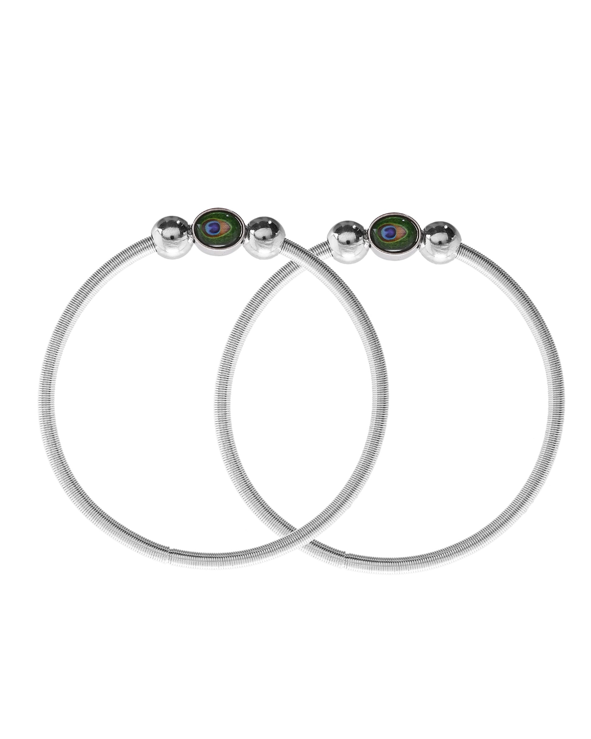 VOJ Set of 2 Silver Plated Elasticated Evil Eye Anklet 