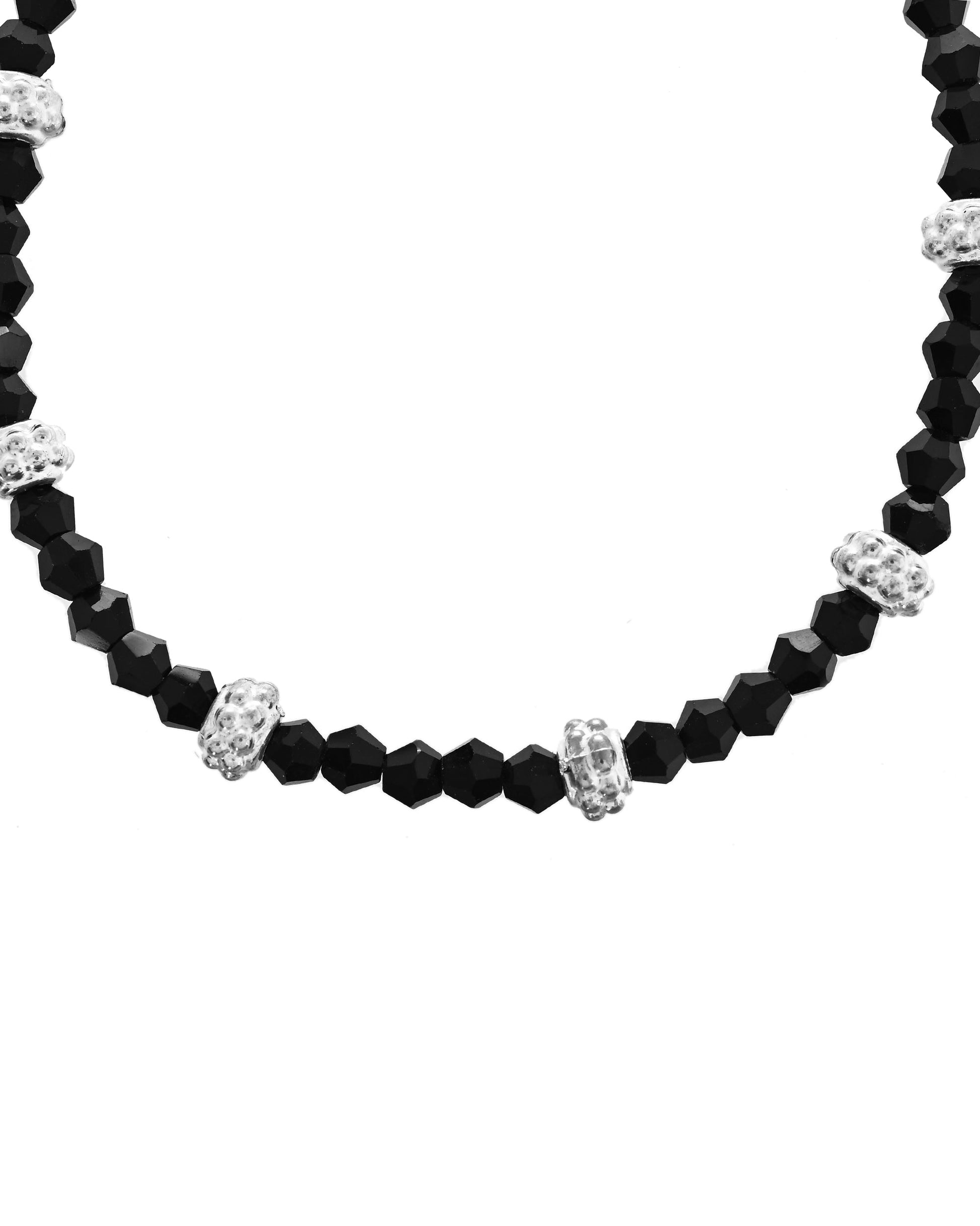 VOJ Set of 2 Silver Plated Artificial Beads Studded Anklet 