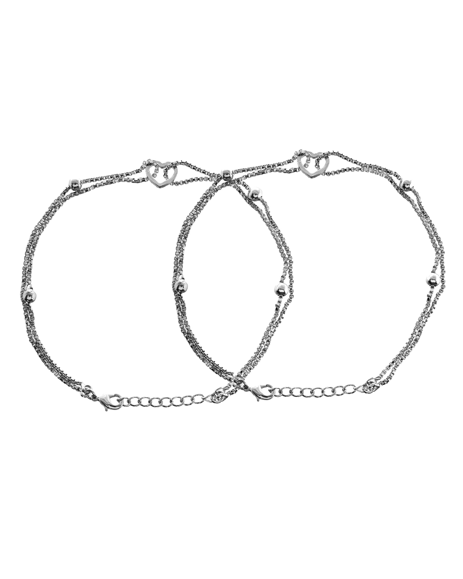 VOJ Set of 2 Stainless Steel Handcrafted Anklet 