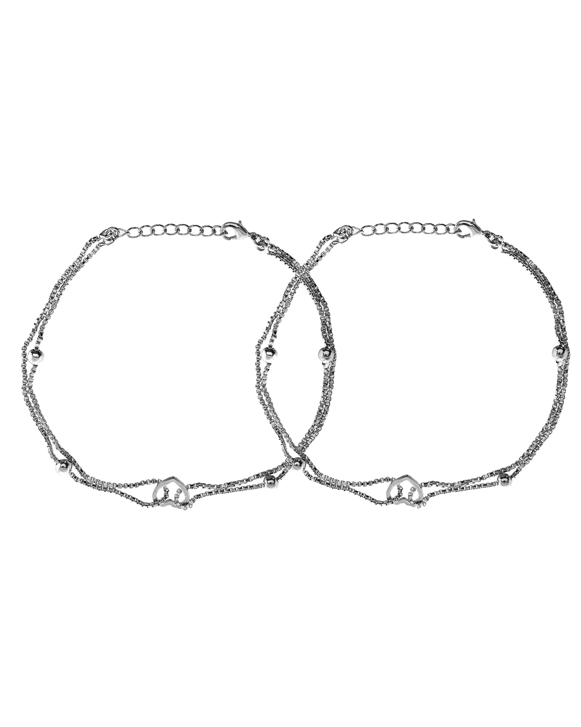 VOJ Set of 2 Stainless Steel Handcrafted Anklet 