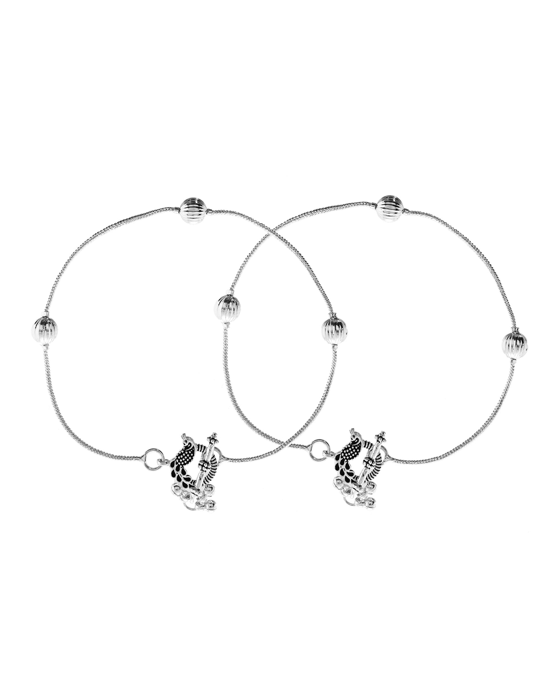 VOJ Set of 2 Stainless Steel Designer Anklet 