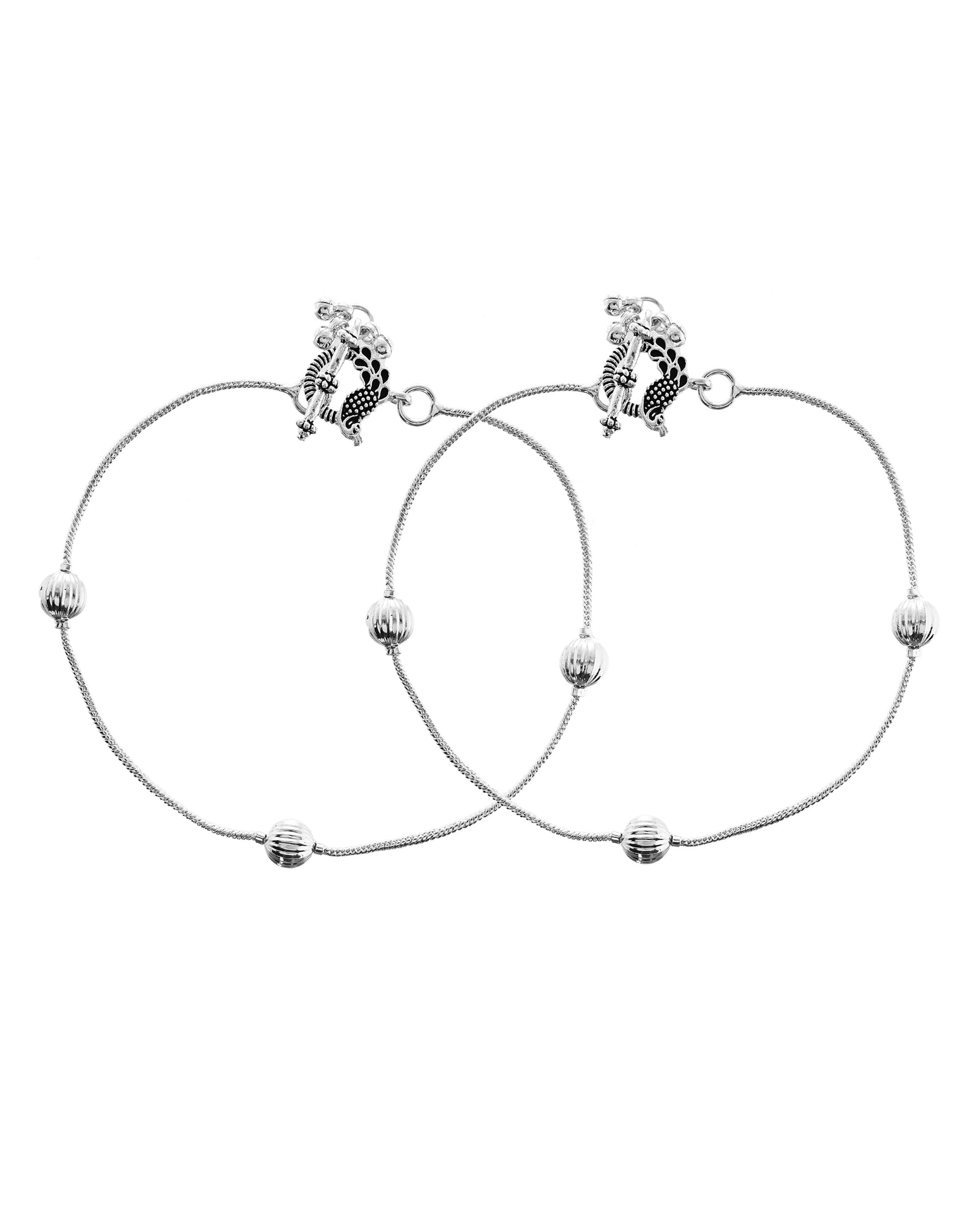 VOJ Set of 2 Stainless Steel Designer Anklet 