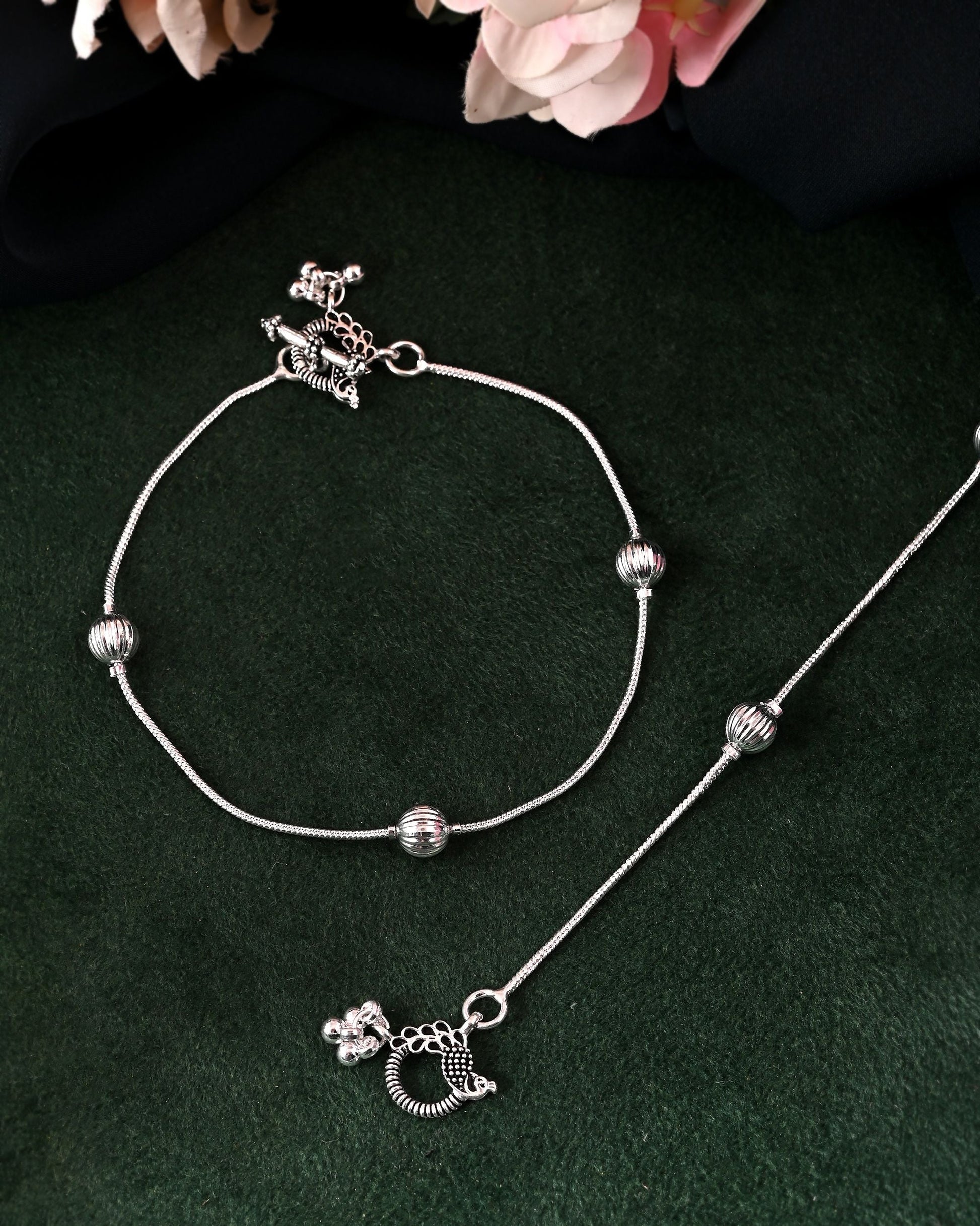 VOJ Set of 2 Stainless Steel Designer Anklet 