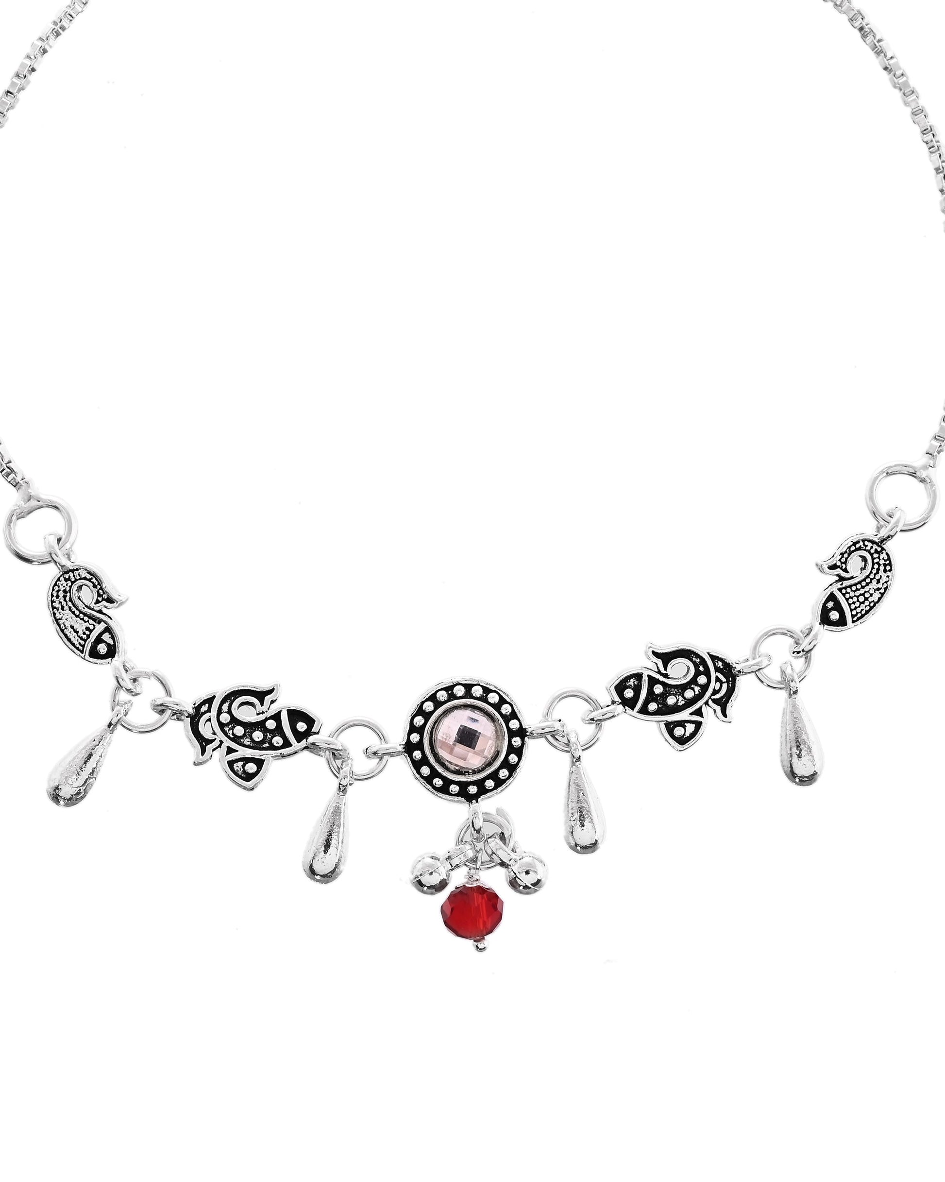 VOJ Set of 2 Silver Toned Fish Designed Anklet 