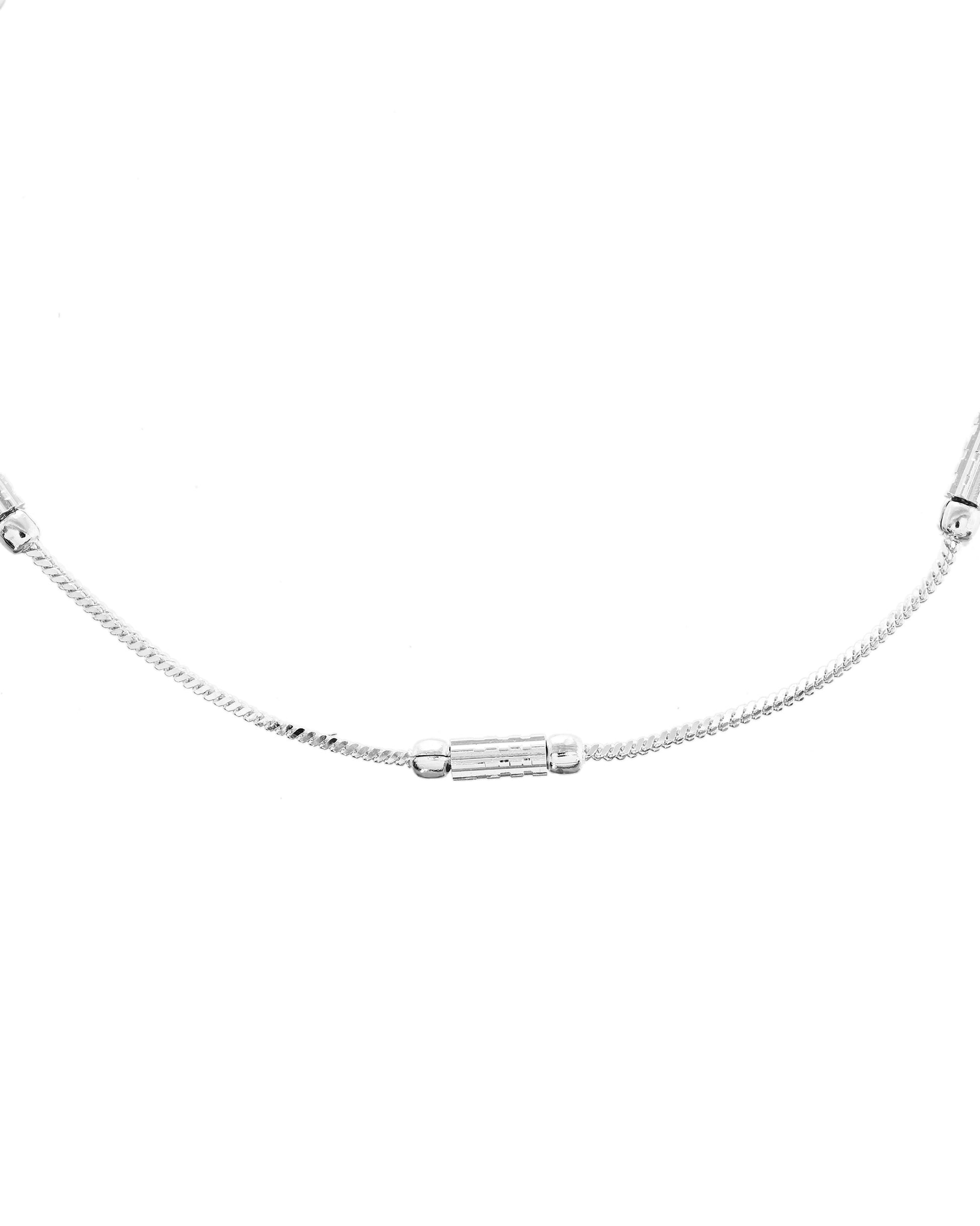 VOJ Set of 2 Silver Plated Pipe Shaped Handcrafted Anklet 