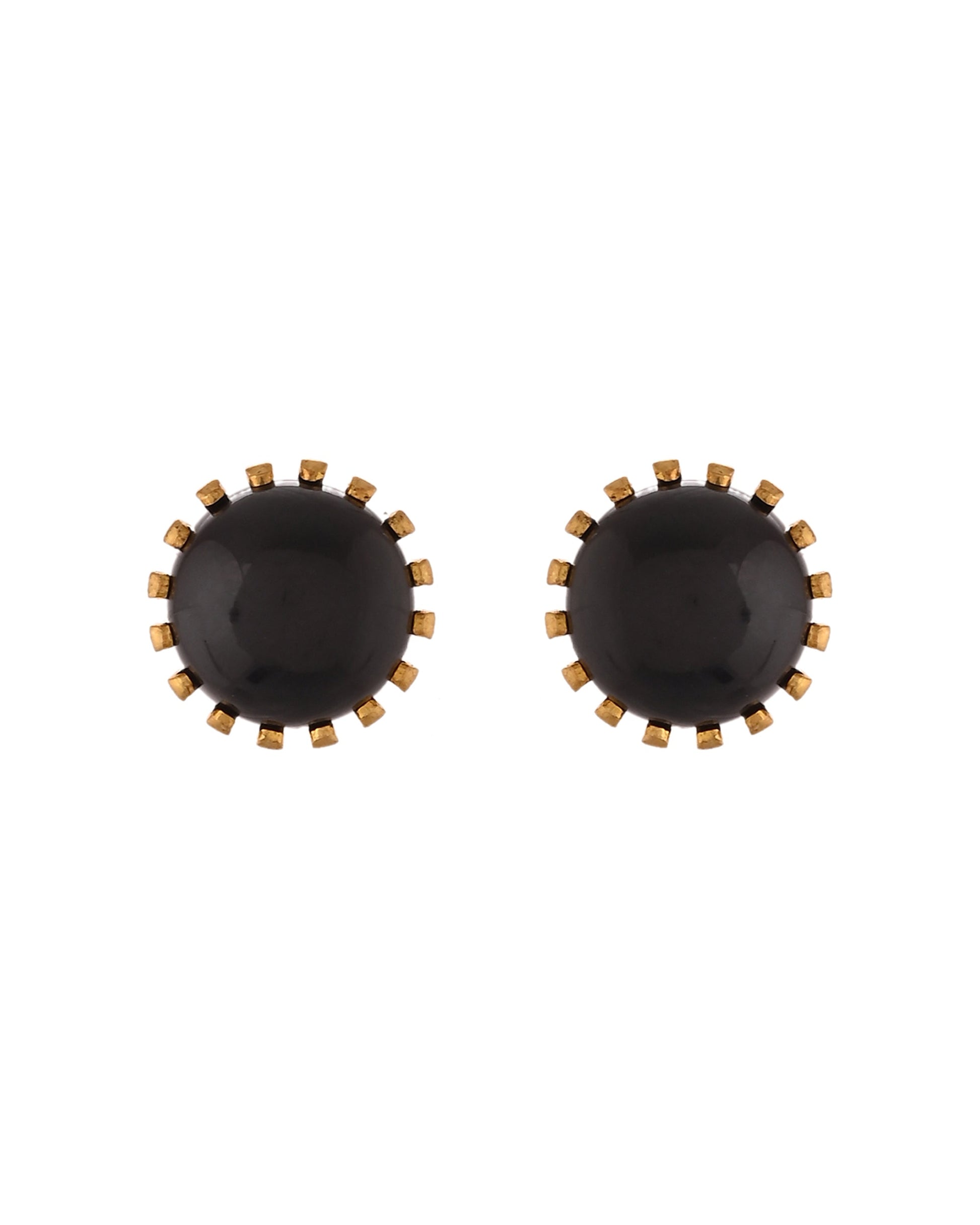 VOJ Gold Polished Stainless Steel Black Pearl Studded Chain Set 