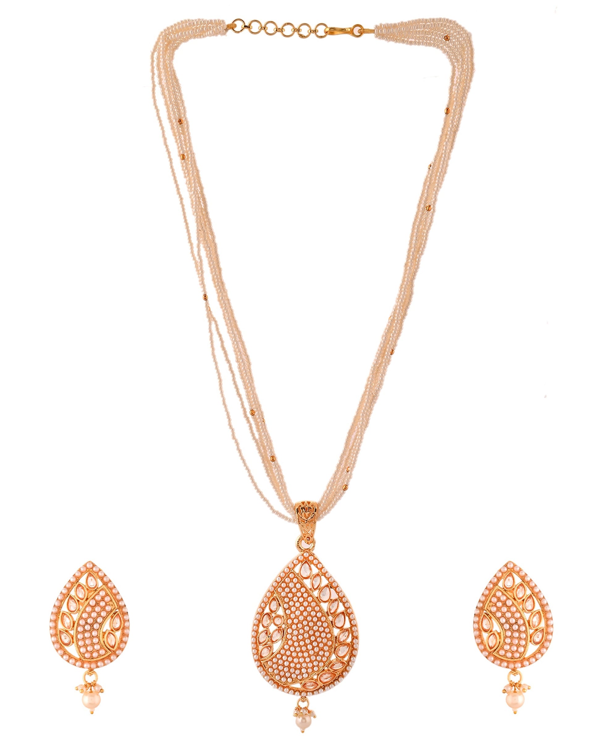 VOJ Gold Polished Kundan Studded Traditional Jewellery Set  Grab2Buy VOJ Grab2Buy