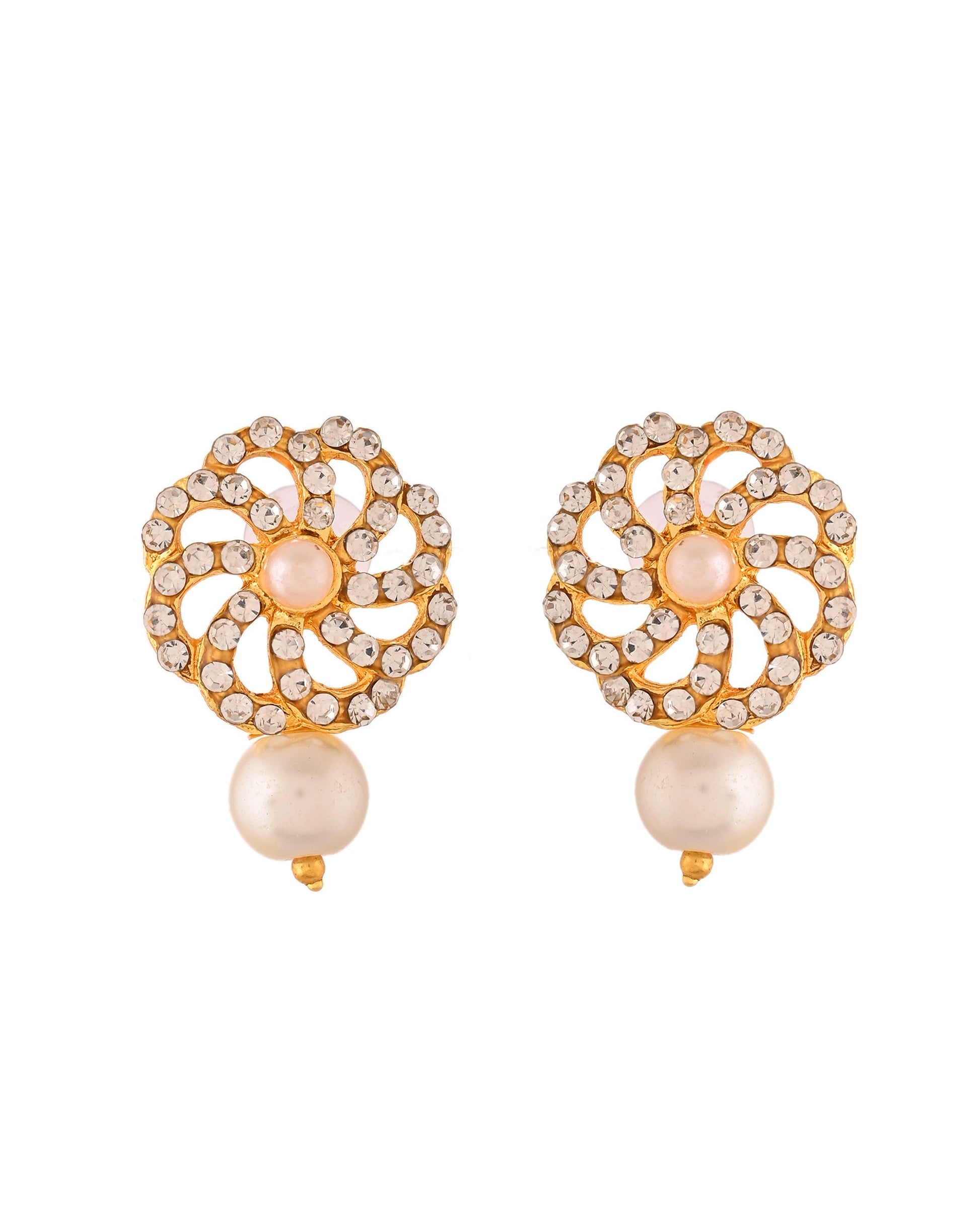 VOJ Gold Polished Stone And Pearl Studded Traditional Chokar Set 