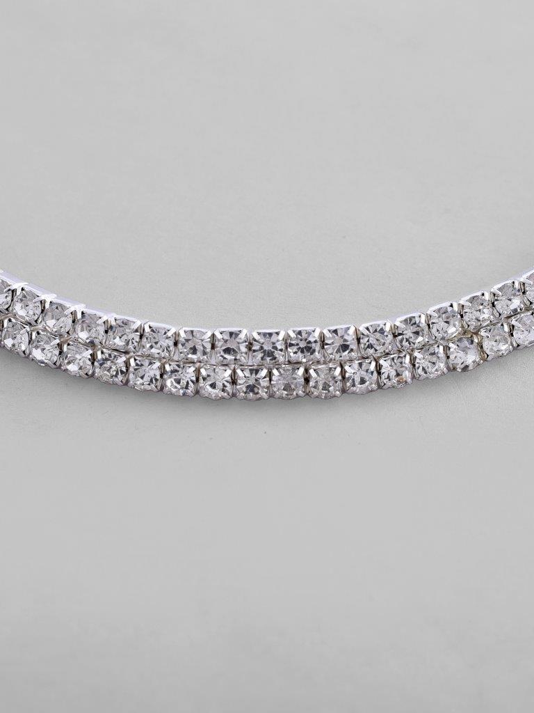 VOJ Silver Plated Choker Two Layer Necklace 