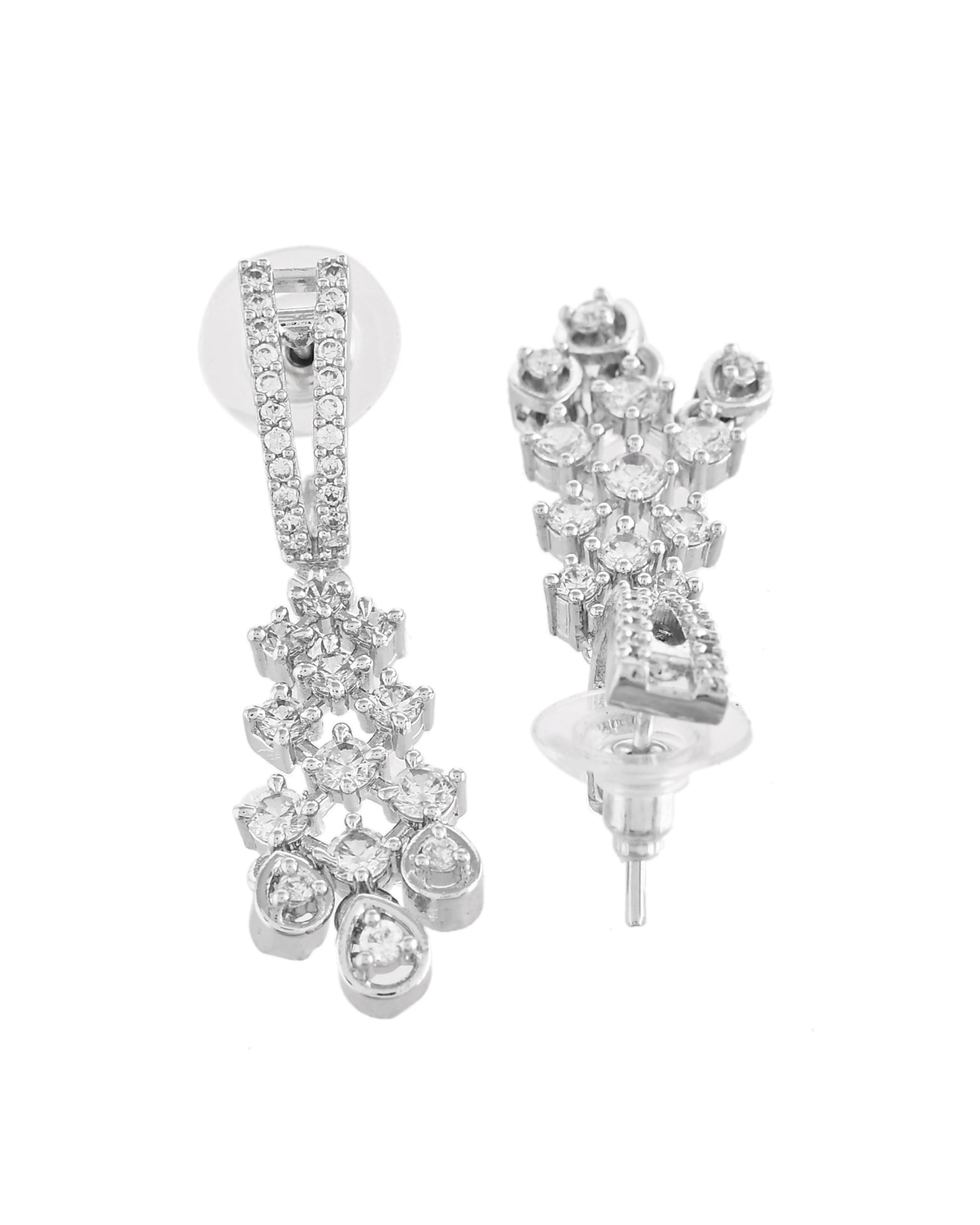 VOJ Silver Plated CZ- Stone Studded Designer Jewellery Set  Grab2Buy VOJ Grab2Buy