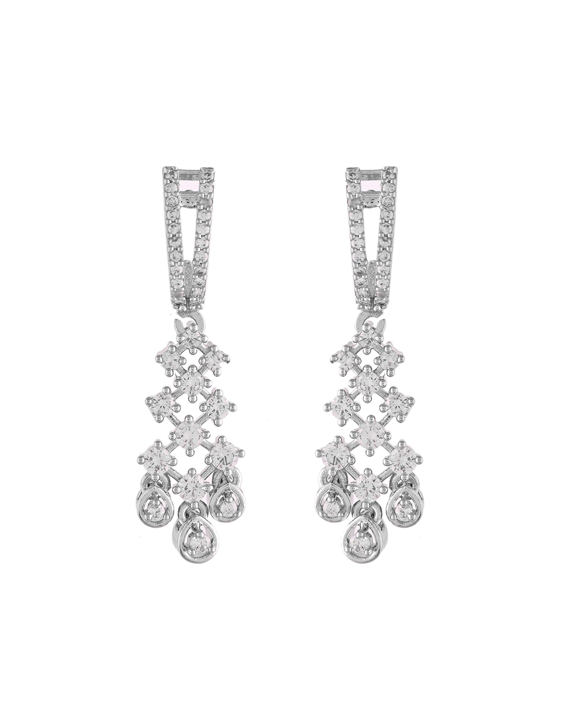 VOJ Silver Plated CZ- Stone Studded Designer Jewellery Set  Grab2Buy VOJ Grab2Buy