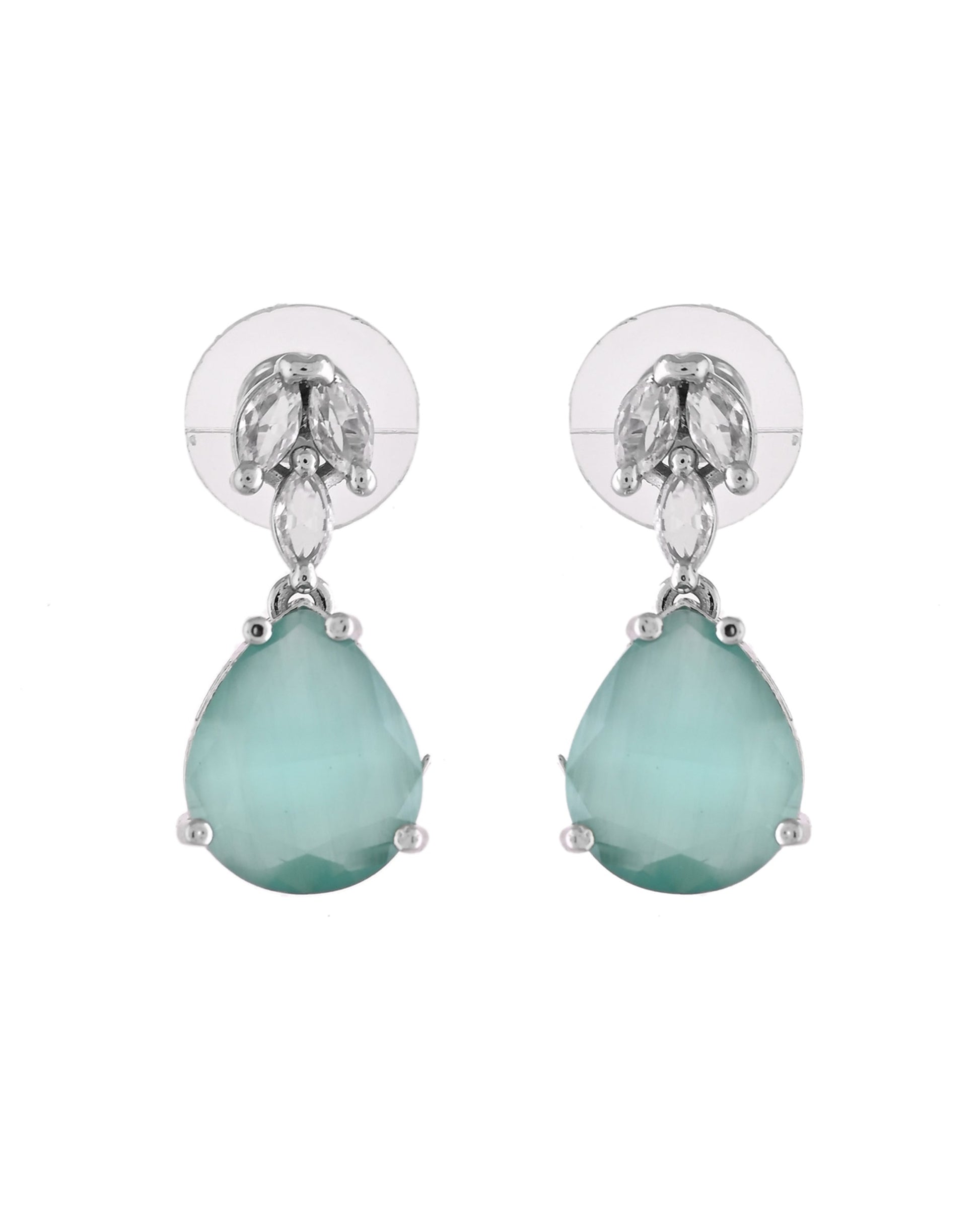 VOJ Silver Plated Sea Green Stone Studded Necklace Set  Grab2Buy VOJ Grab2Buy