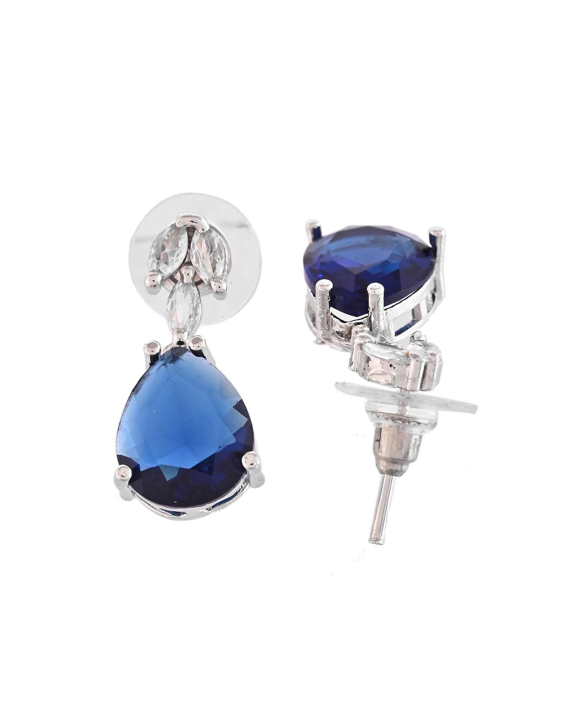 VOJ Silver Plated Blue Stone Studded Necklace Set  Grab2Buy VOJ Grab2Buy
