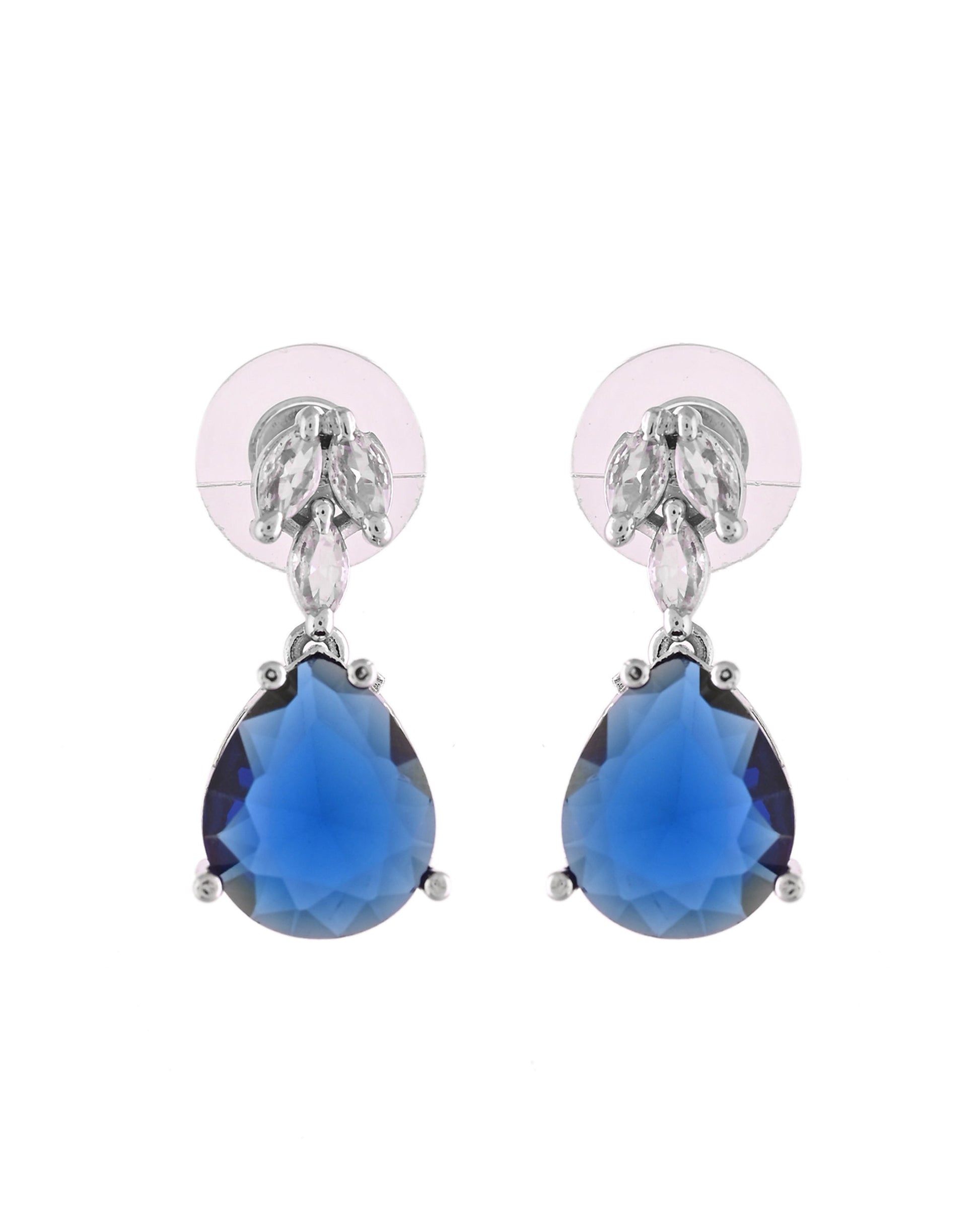 VOJ Silver Plated Blue Stone Studded Necklace Set  Grab2Buy VOJ Grab2Buy