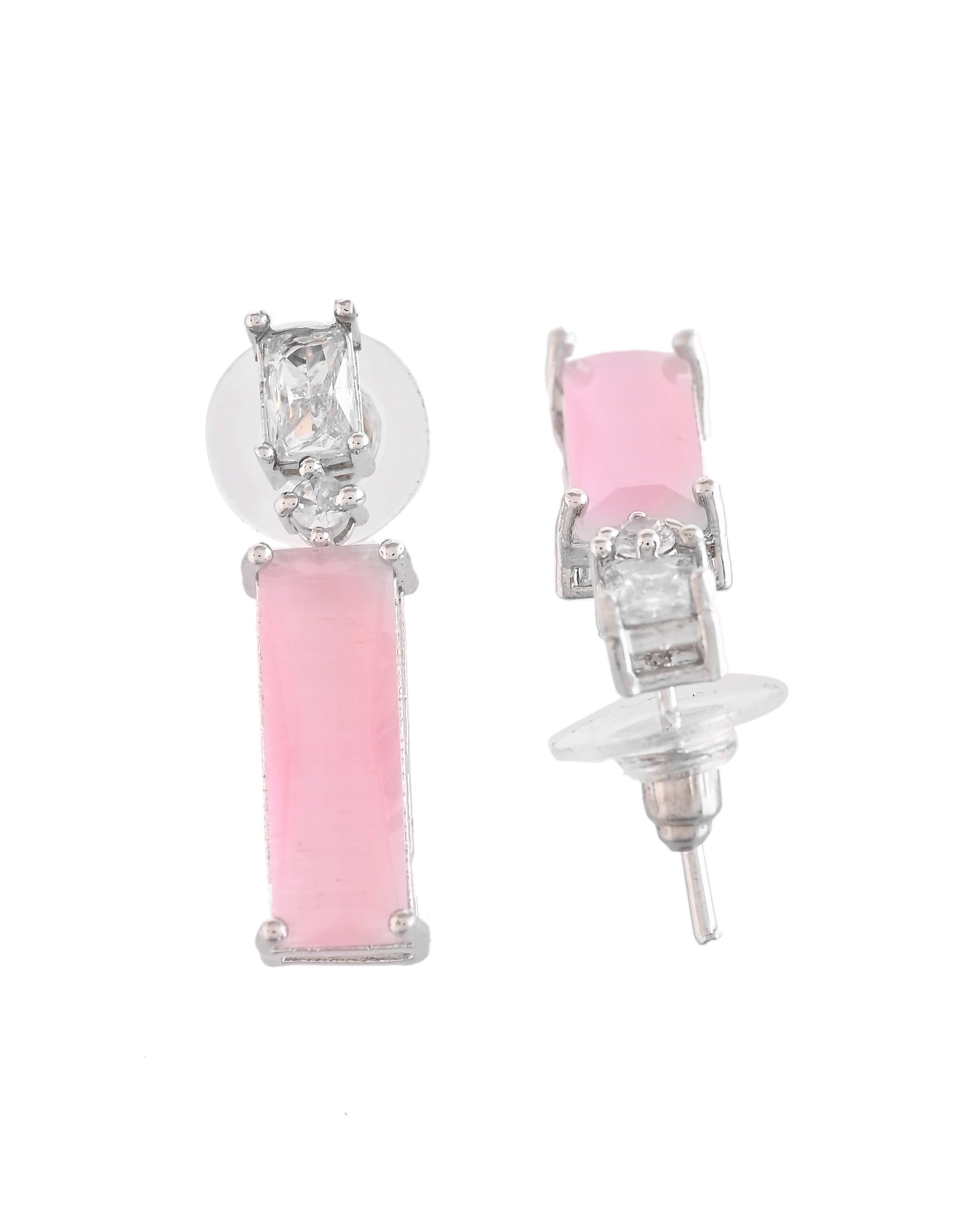 VOJ Silver Plated Baby Pink Stone Studded Necklace Set  Grab2Buy VOJ Grab2Buy