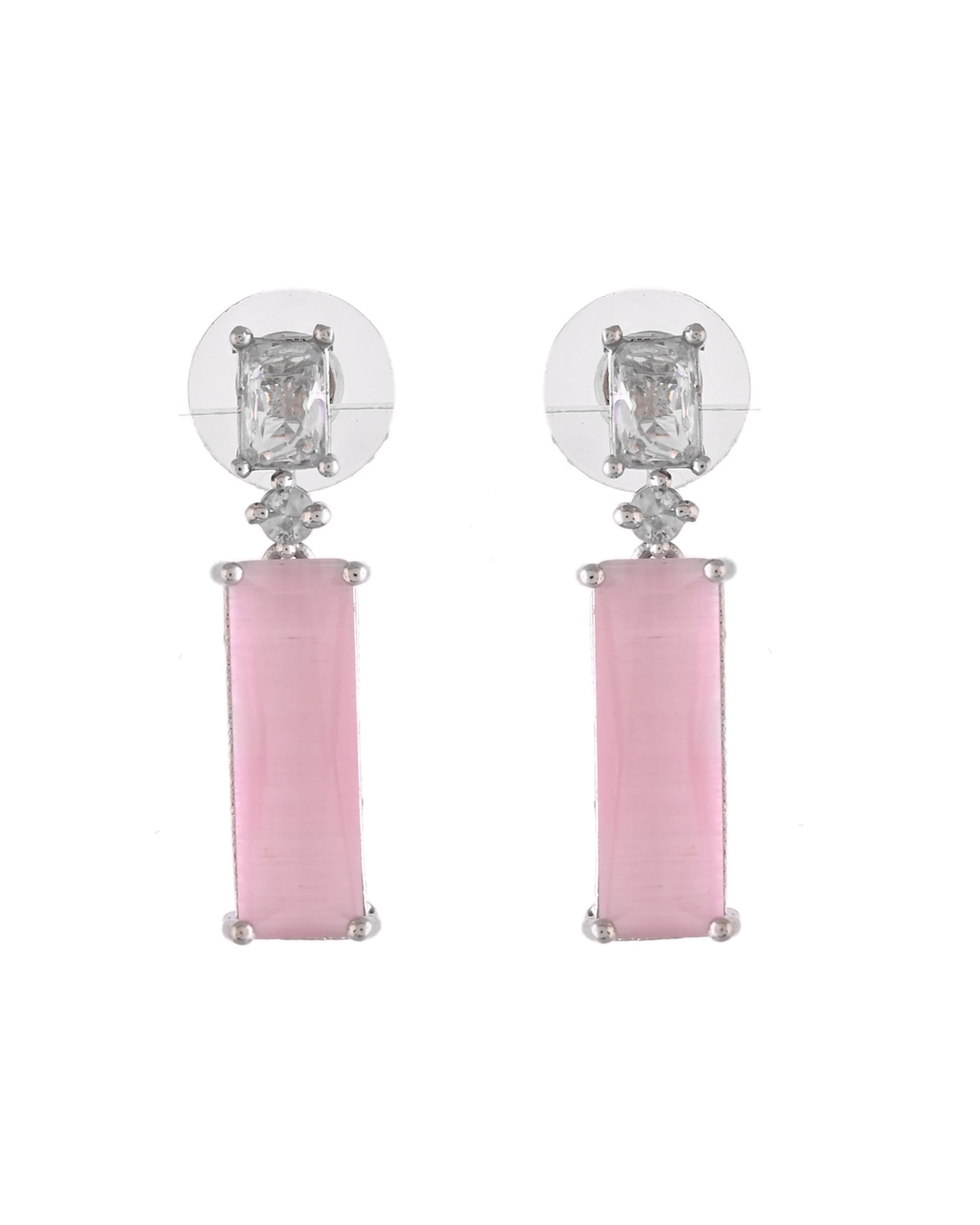 VOJ Silver Plated Baby Pink Stone Studded Necklace Set  Grab2Buy VOJ Grab2Buy
