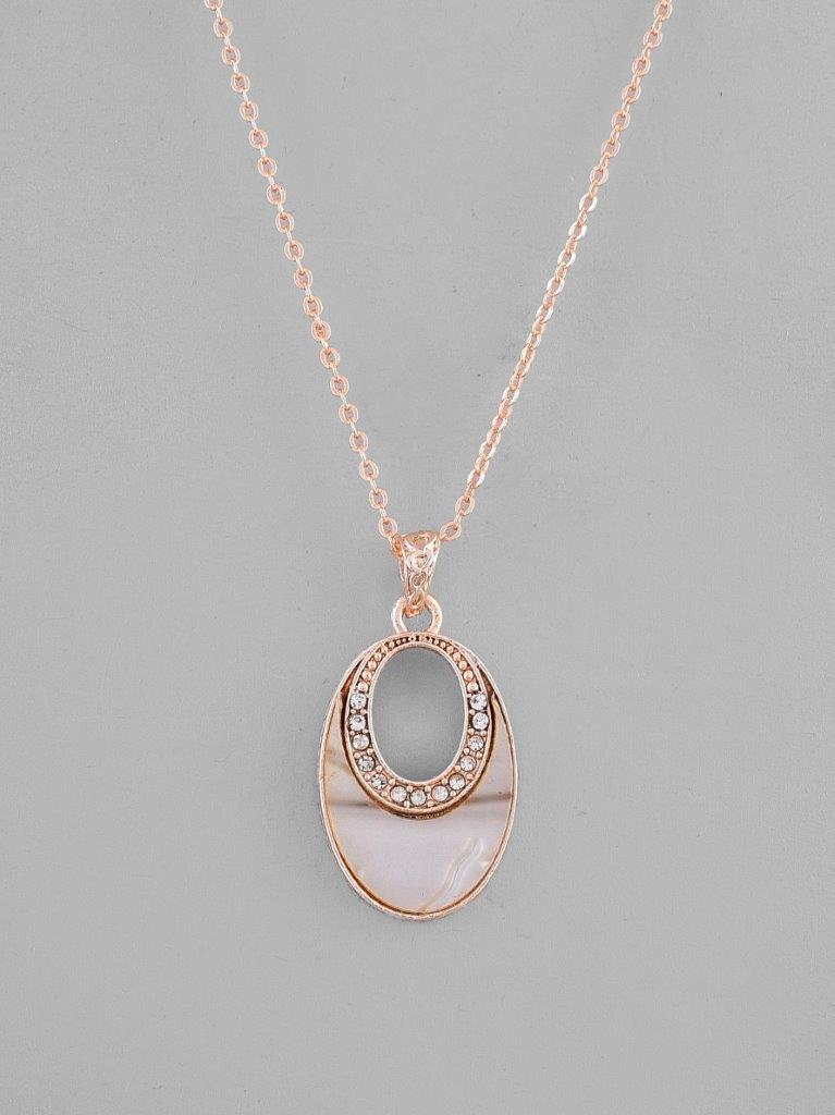 VOJ Rose Gold-Polished Oval Pandent Chain 
