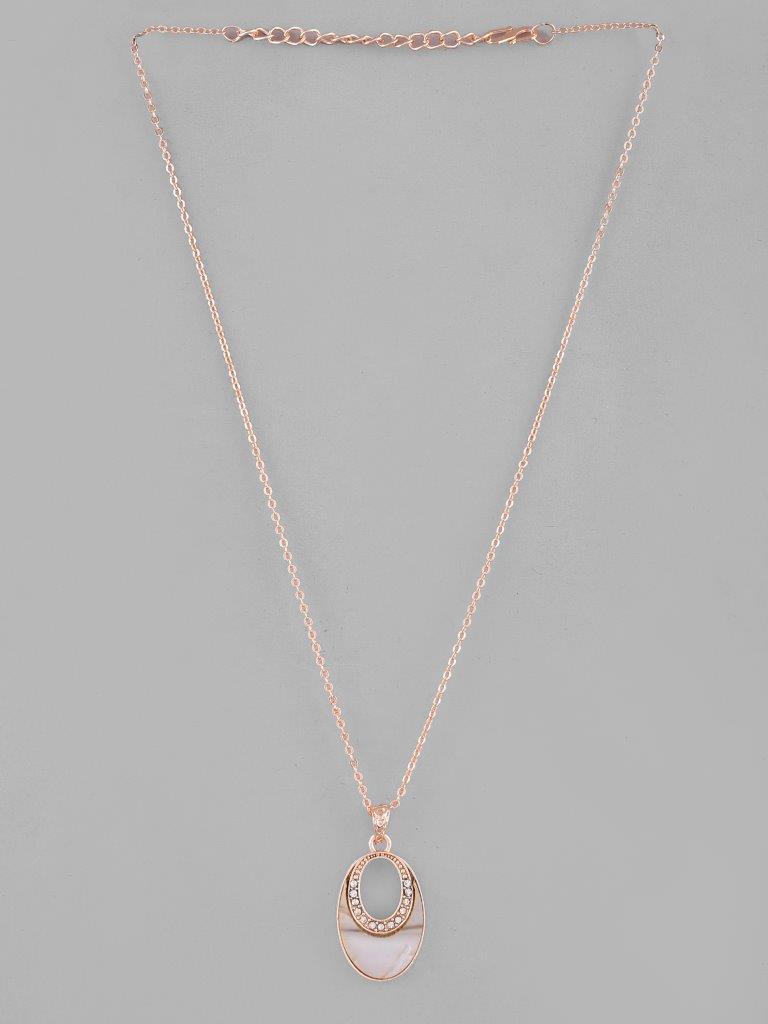 VOJ Rose Gold-Polished Oval Pandent Chain 
