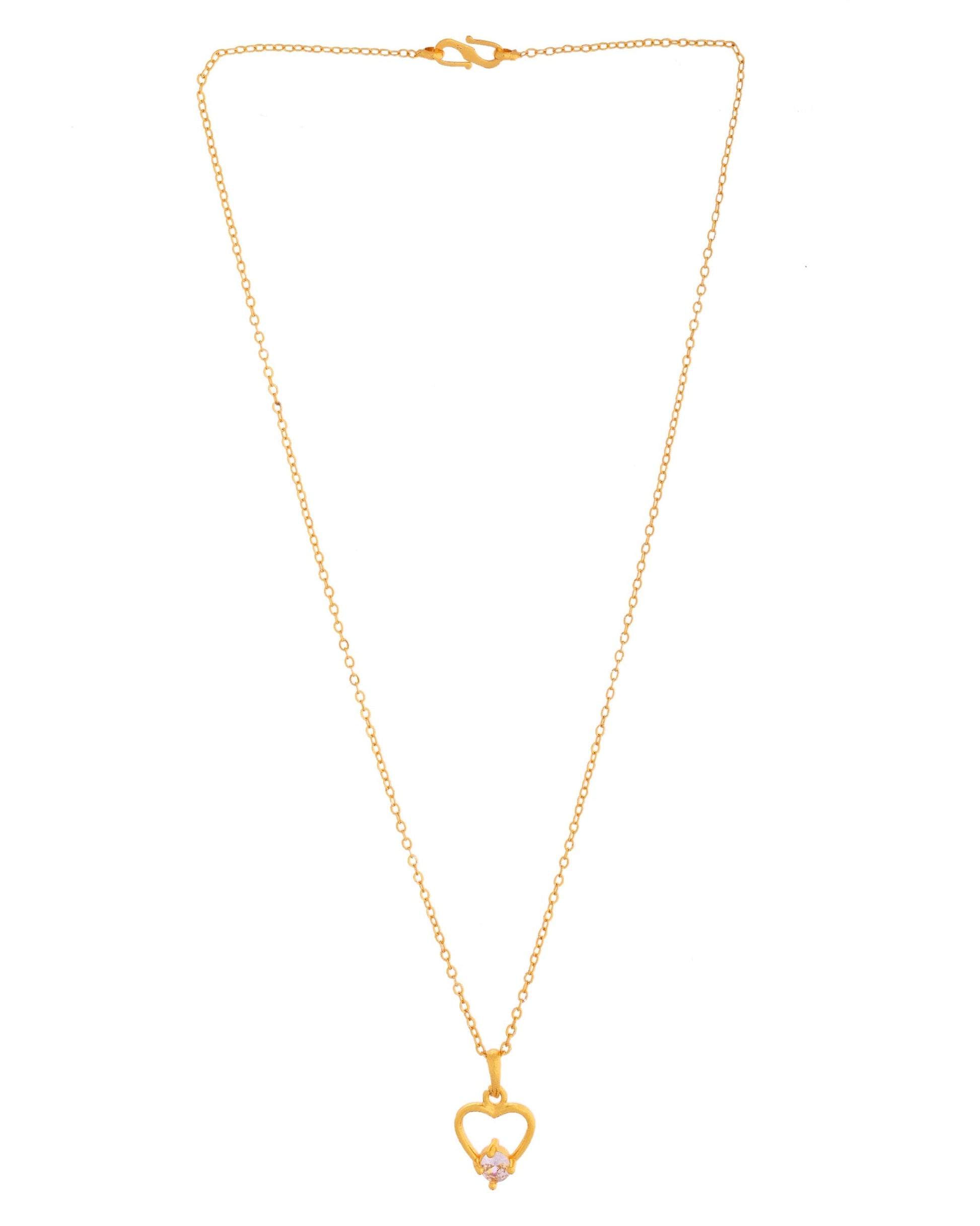 VOJ Gold Polished Stainless Steel Chain With Stone Studded Pendant 